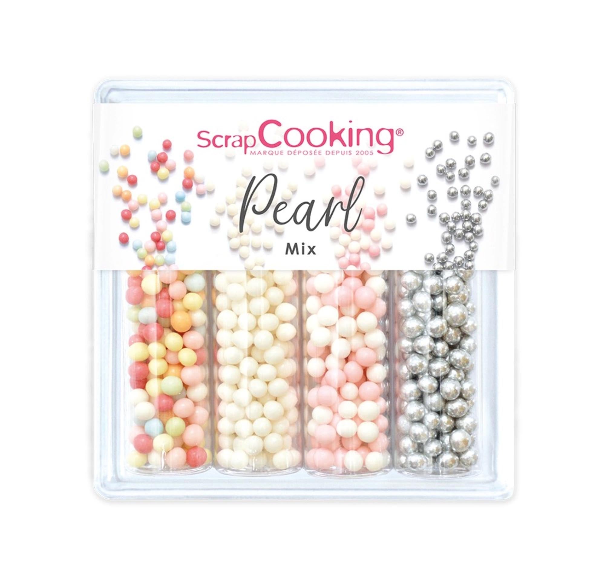 Verleihen Sie Ihren Backkreationen Glanz mit dem 4er Set Zuckerdekors Pearl Mix von Scrap Cooking. Perfekt für Kuchen und Cupcakes!