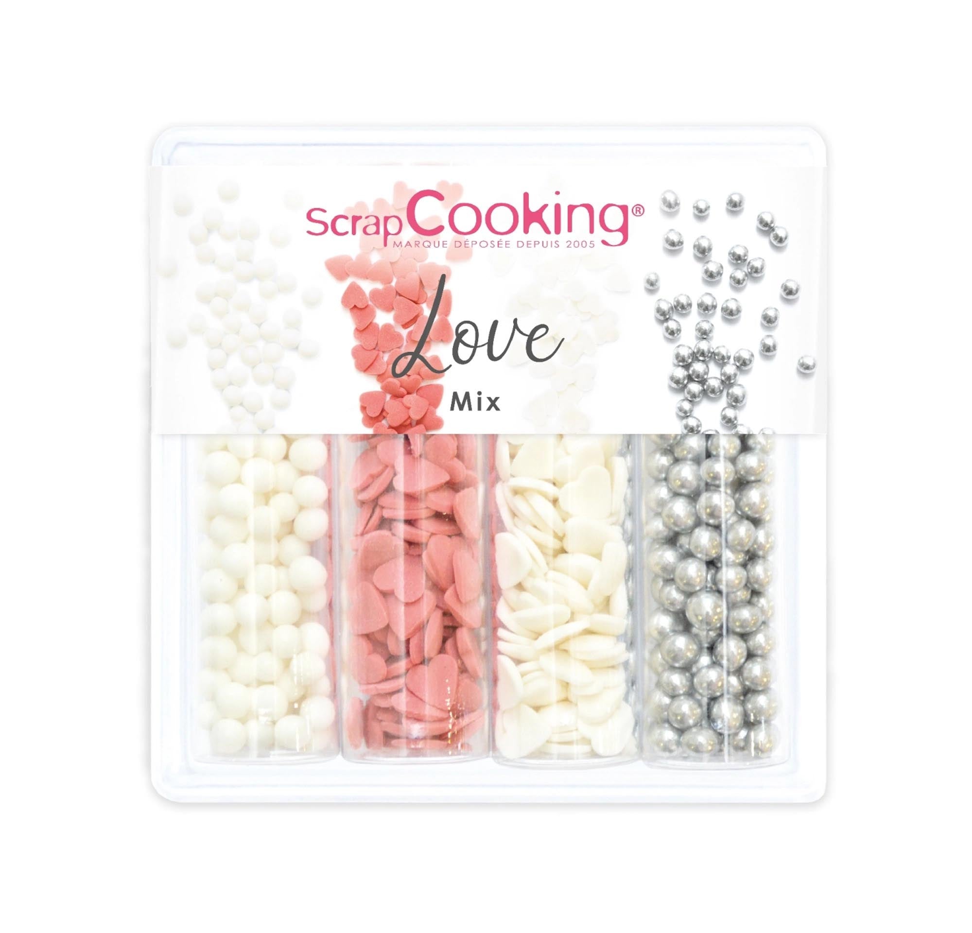 Verleihen Sie Ihren Backkreationen mit dem 4er Set Zuckerdekors Love Mix von Scrap Cooking eine süsse, romantische Note. Perfekt für Valentinstag!
