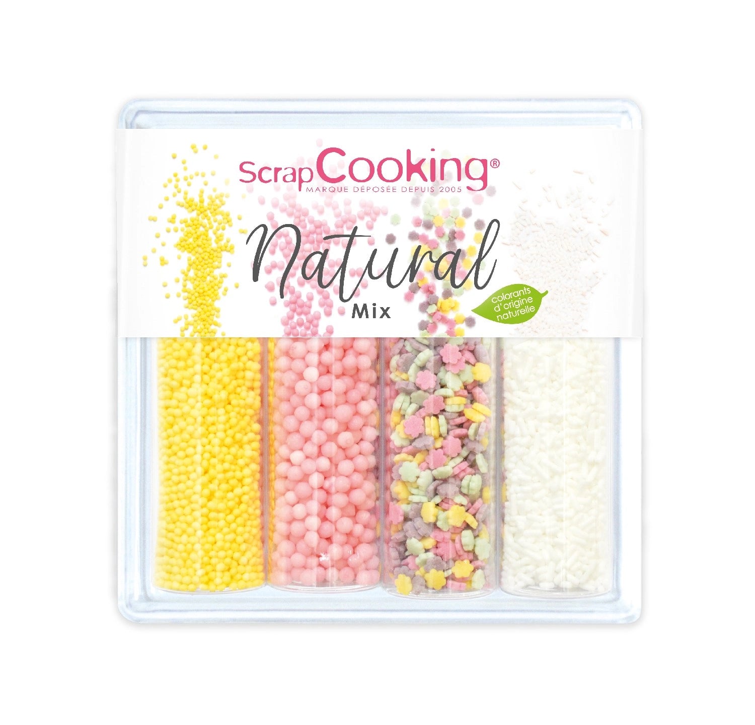 Buntes 4er Set Zuckerdekore im Natural Mix, perfekt zum Verzieren von Kuchen, Cupcakes und anderen Leckereien für besondere Anlässe.