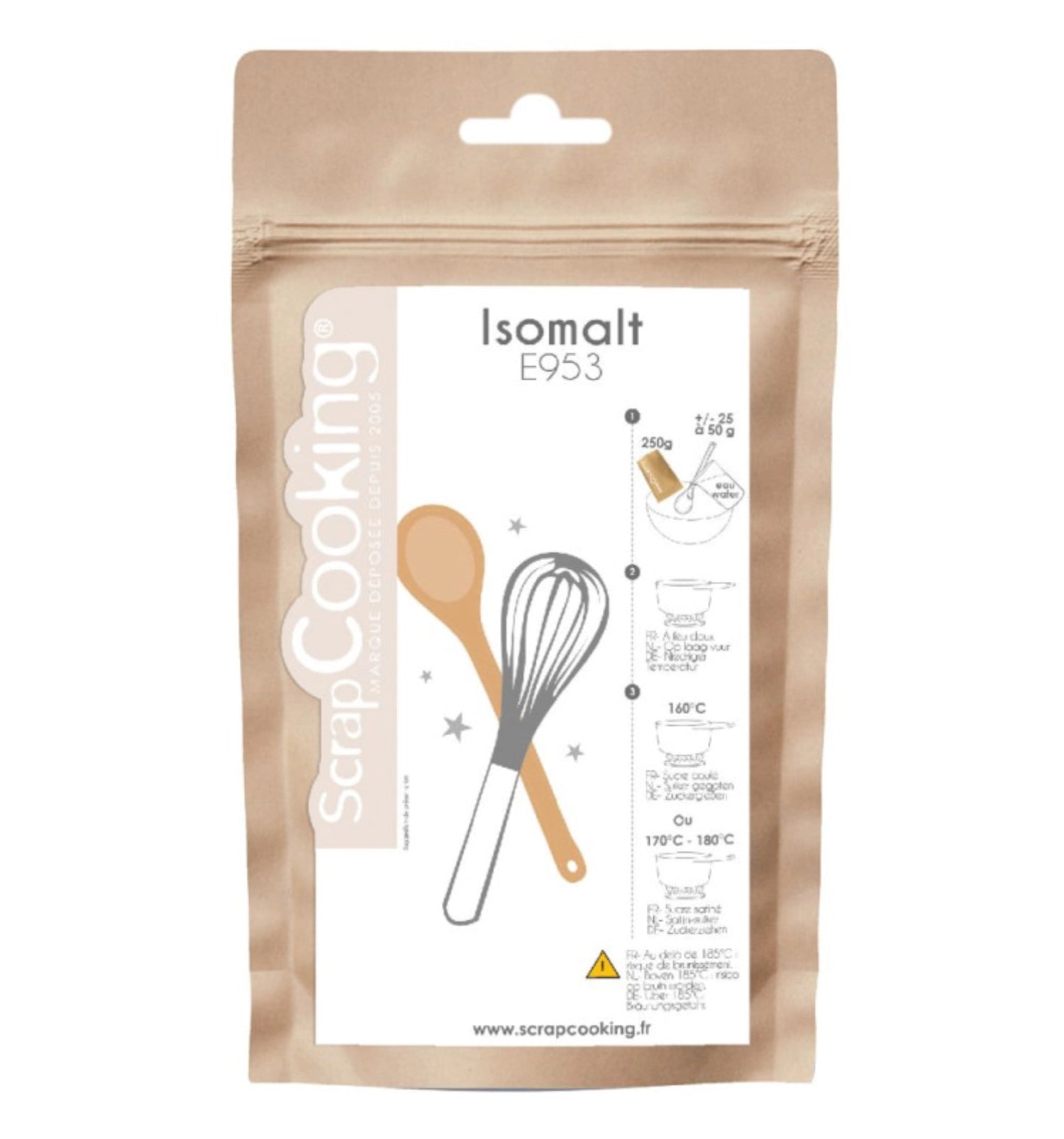 Isomalt E953 250g von Scrap Cooking: Ideal für Zuckerkunst, in praktischem wiederverschließbarem Beutel. Perfekte Konsistenz für kreative Dekorationen.