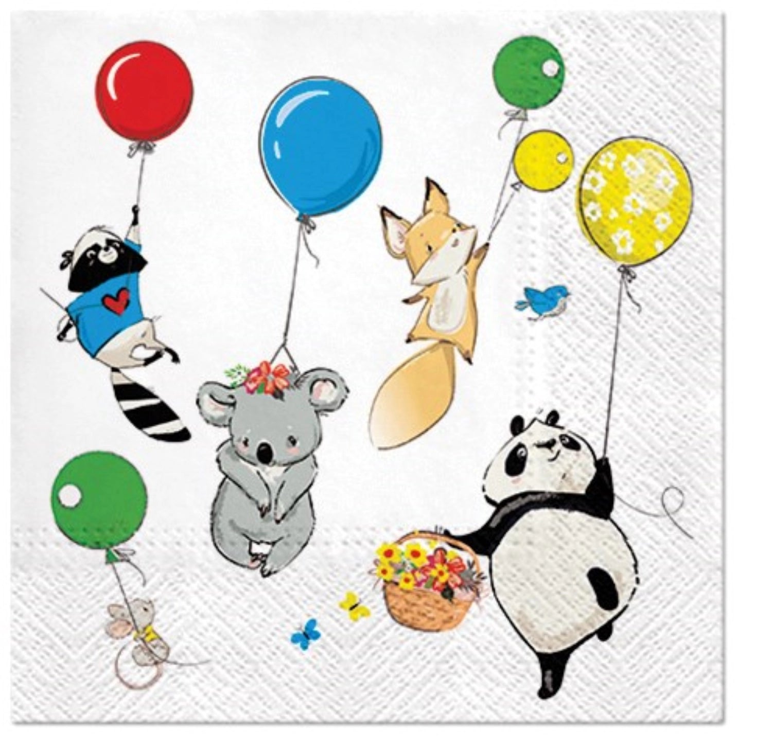 Servietten Lunch 20x Tiere m. Ballon, 33x33cm in Mehrfarbig präsentiert im Onlineshop von KAQTU Design AG. Servietten ist von PAW