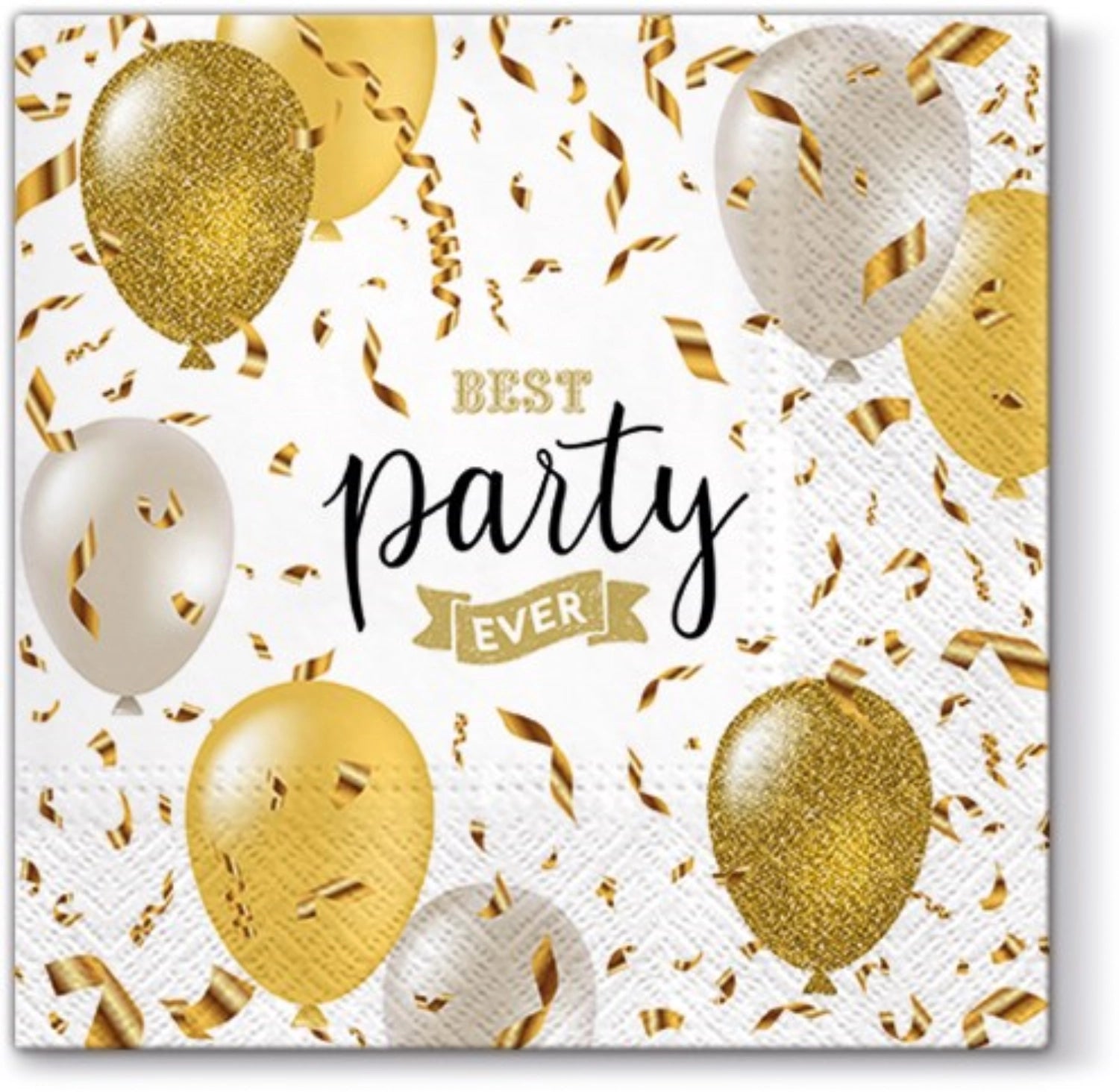 Servietten Lunch 20x Party Ballons, gold/weiss 33x33cm in Gold präsentiert im Onlineshop von KAQTU Design AG. Servietten ist von PAW