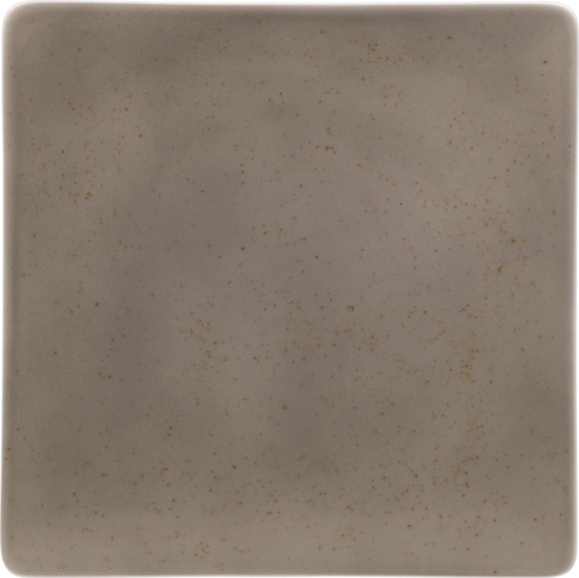 Entdecken Sie den stilvollen Pottery Unique Lightgrey Teller von Schönwald. Flach, quadratisch, 24 cm, aus hochwertigem Porzellan, spülmaschinenfest und vielseitig einsetzbar.