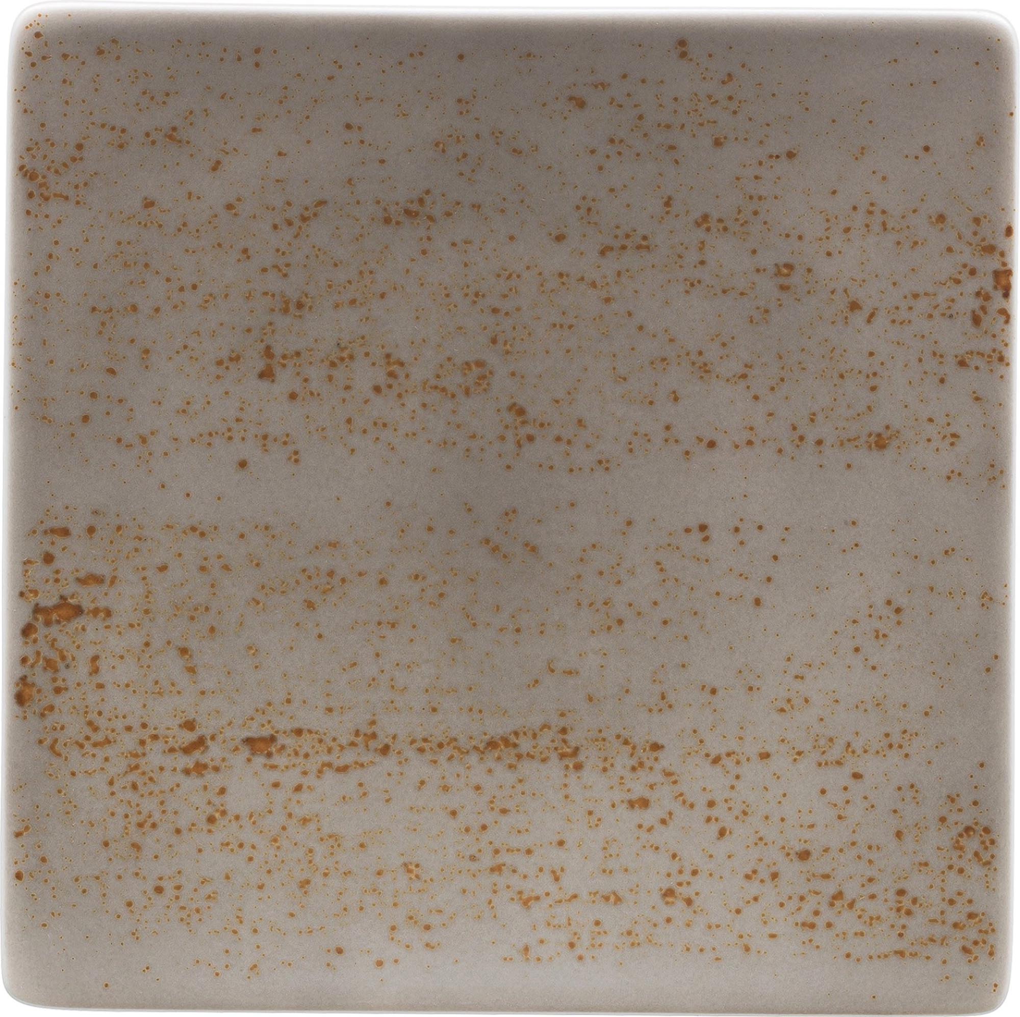 Eleganter, quadratischer Teller in hellgrau, ideal für Suppen und Vorspeisen. Hochwertiges Porzellan, spülmaschinenfest.