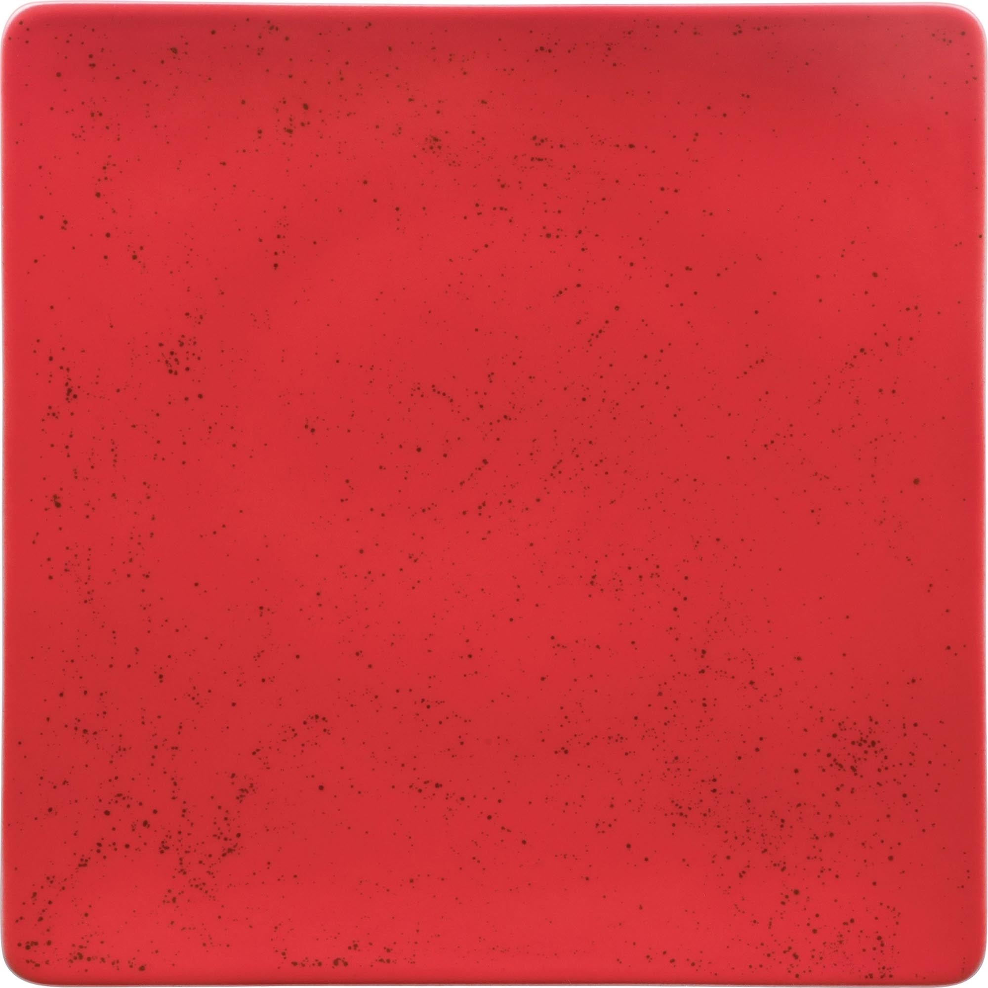 Der Pottery Unique Red Teller von Schönwald: Ein 27cm quadratisches Kunstwerk aus robustem Porzellan, das Farbe und Stil auf Ihren Tisch bringt.