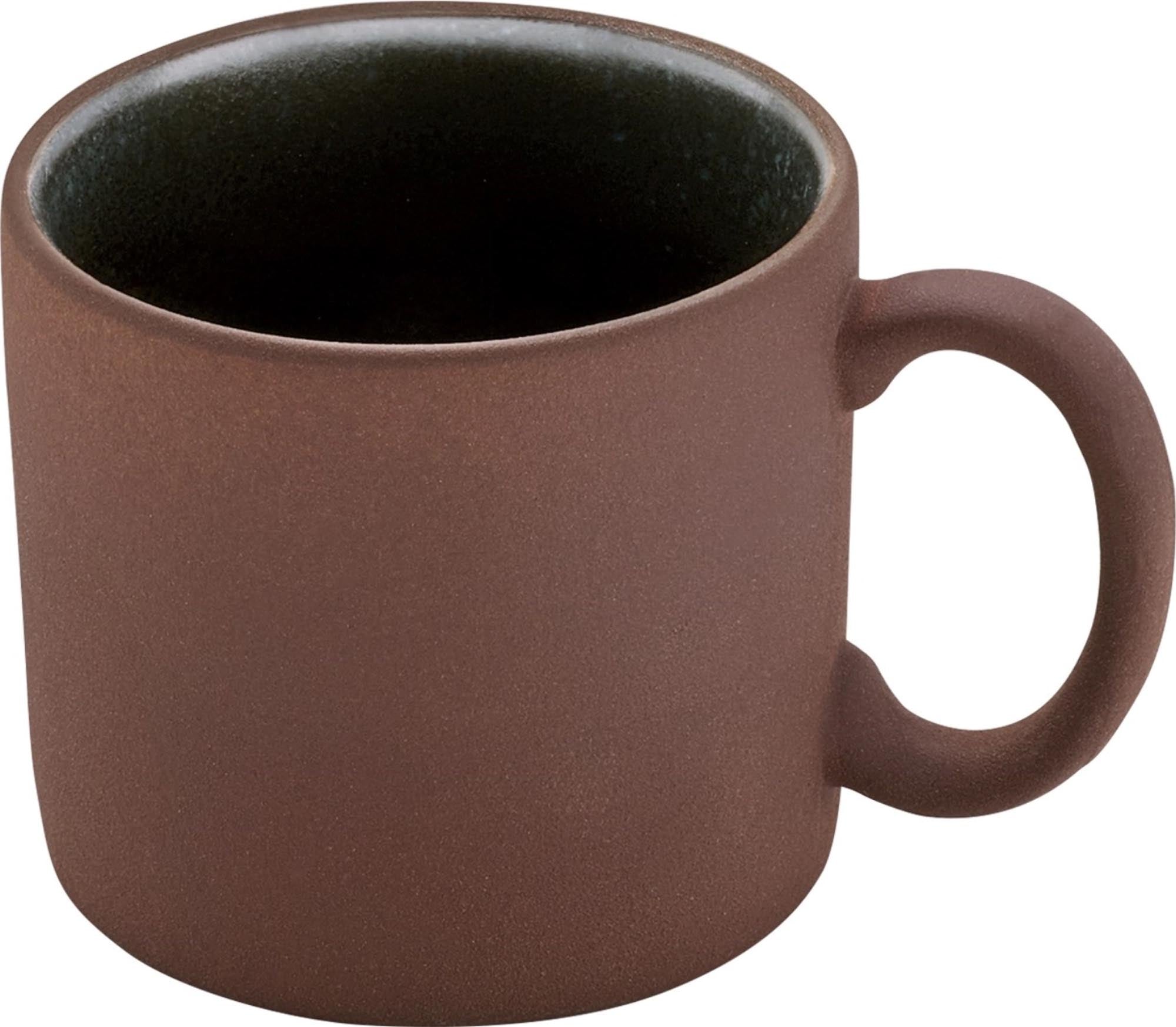 Stilvolle 0,2l Tasse aus kratzfestem Steinzeug in Braun/Schwarz, H6,9cm, mit Henkel. Perfekt für Kaffee & Tee, spülmaschinenfest.