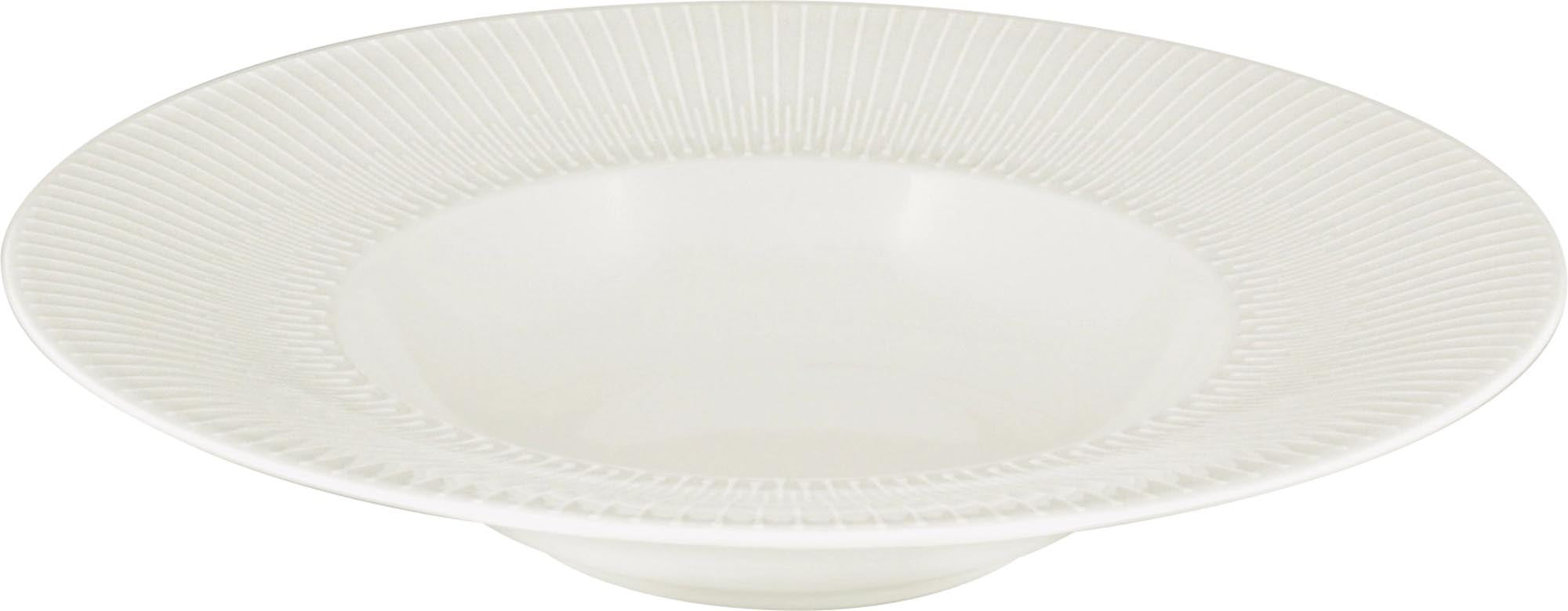 Eleganter, tiefer Porzellanteller (D24cm) von Schönwald mit Relief-Fahne. Ideal für Suppen, Salate und Hauptgerichte. Pflegeleicht und stilvoll.