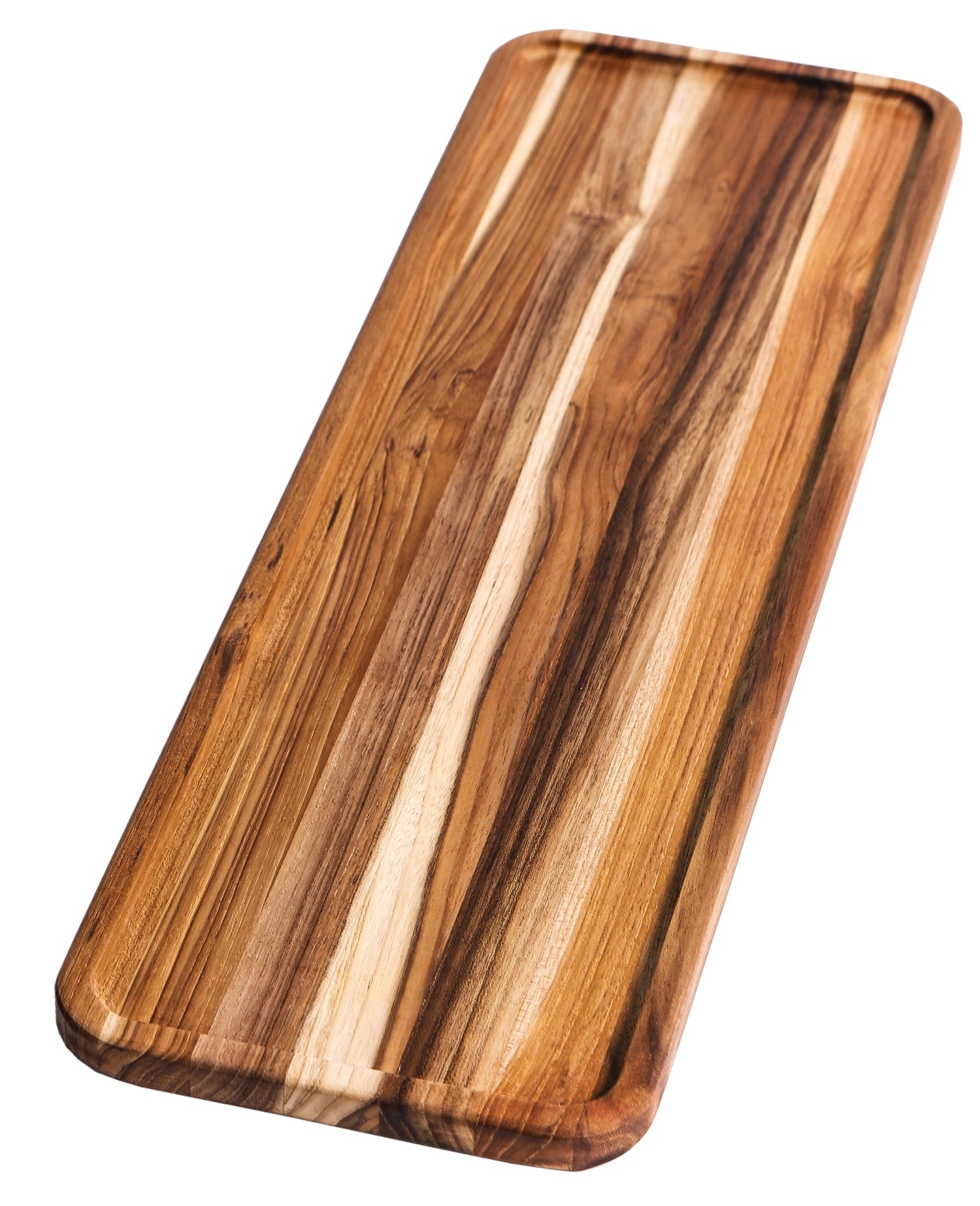 Plateau de service en teck m. Étroit. Bord, rectangulaire, 50x16x1,5 cm