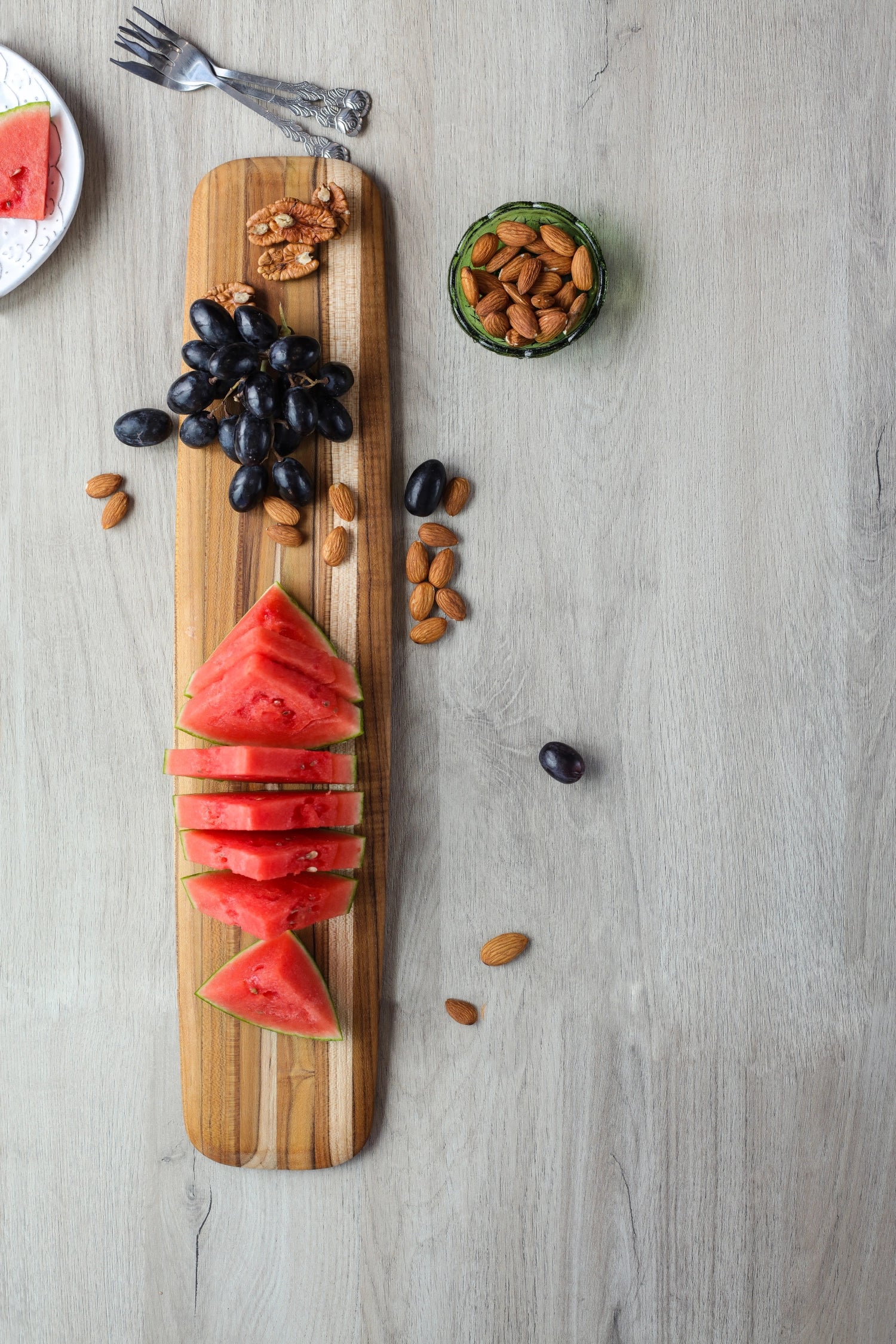 Scheda di taglio e porzione di teak, 57x12.5x1,4 cm