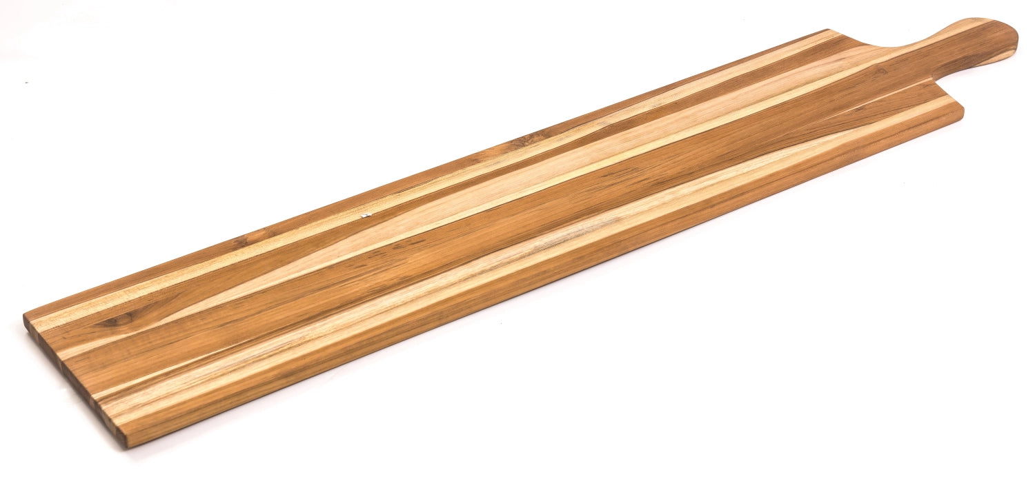Teak antipasti plate with handle, 104x19.6x1.3 cm