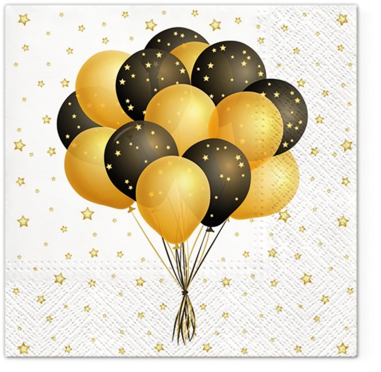 Servietten Lunch 20x Ballon schwarz/gold, 33x33cm in Gold präsentiert im Onlineshop von KAQTU Design AG. Servietten ist von PAW