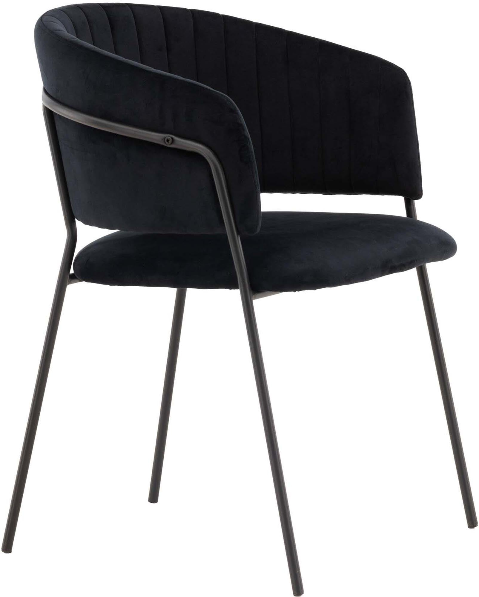 Moderner Selma Stuhl von Venture Home, kombiniert stilvollen Samt mit robustem Stahl für höchsten Komfort und zeitgemäße Eleganz.