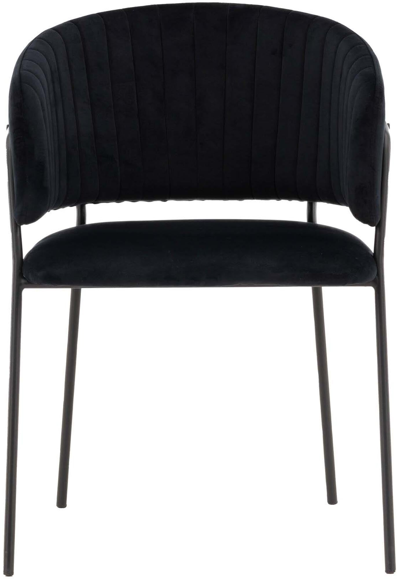 Eleganter Selma Stuhl von Venture Home, kombiniert modernen Samt mit robustem Stahl für höchsten Komfort und zeitgemäße Ästhetik.