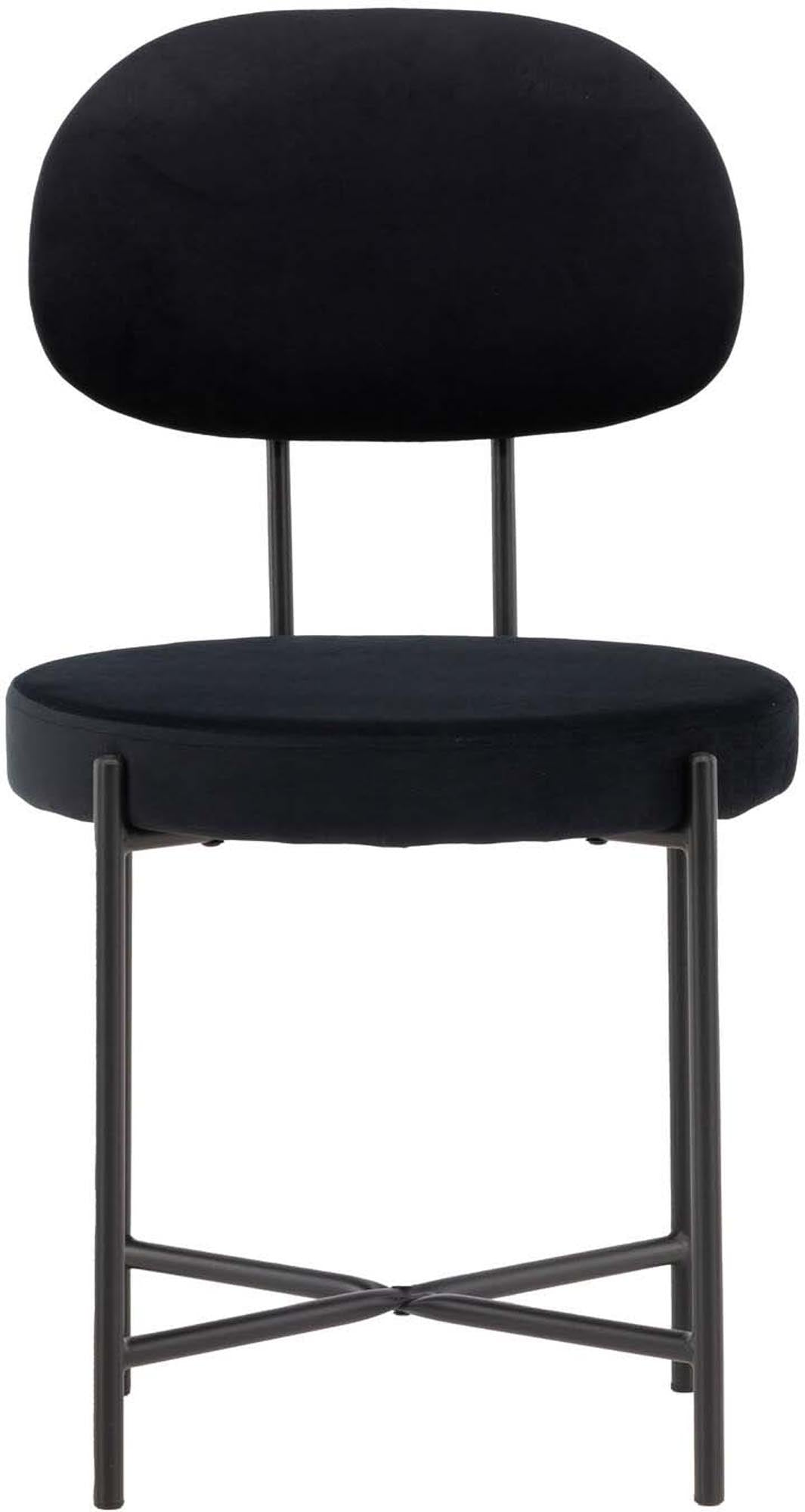 Entdecken Sie den STELLA Stuhl von Venture Home: Ein skandinavisches Designhighlight aus luxuriösem Samt und robustem Stahl, ideal für stilvolle Esszimmer.