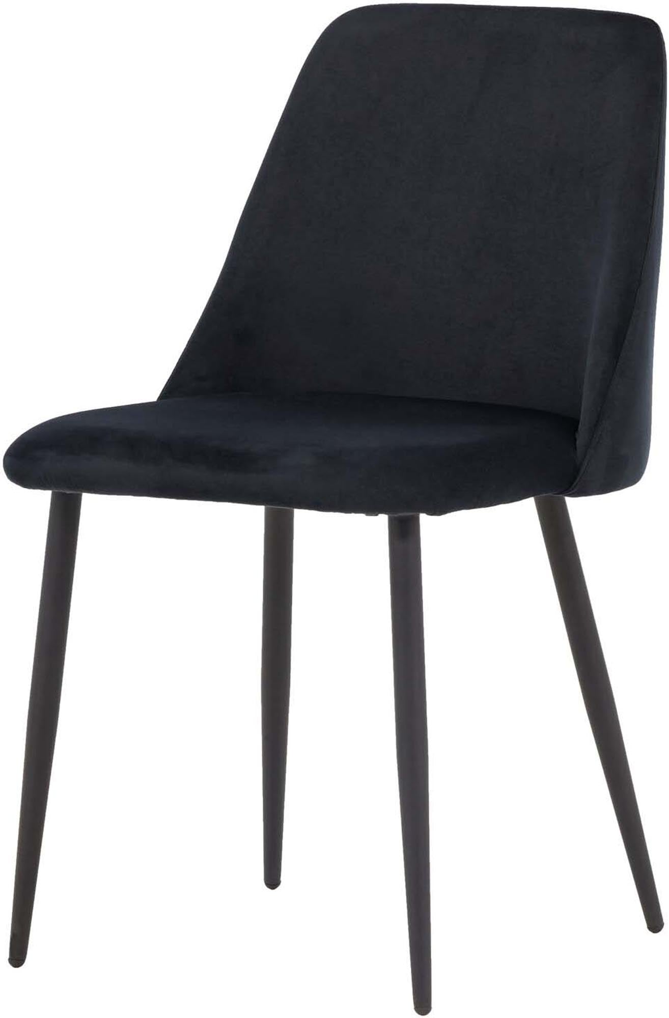 Eleganter NIGHT-Stuhl von Venture Home: Schwarzer Samt, stabile Stahlbeine, Komfort und Stil für Ihr Esszimmer.