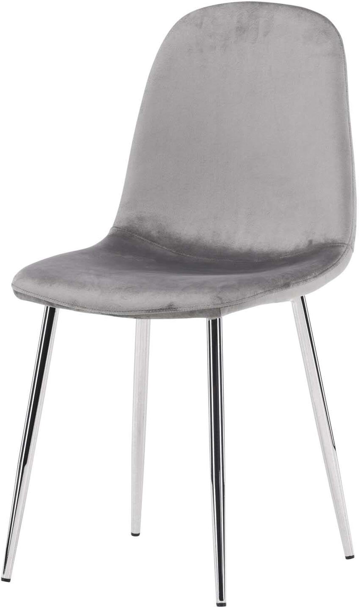 Eva Stuhl von Venture Home: Eleganter Samtstuhl in Hellgrau für Komfort und Stil in jedem Essbereich. Ideal für gesellige Runden.