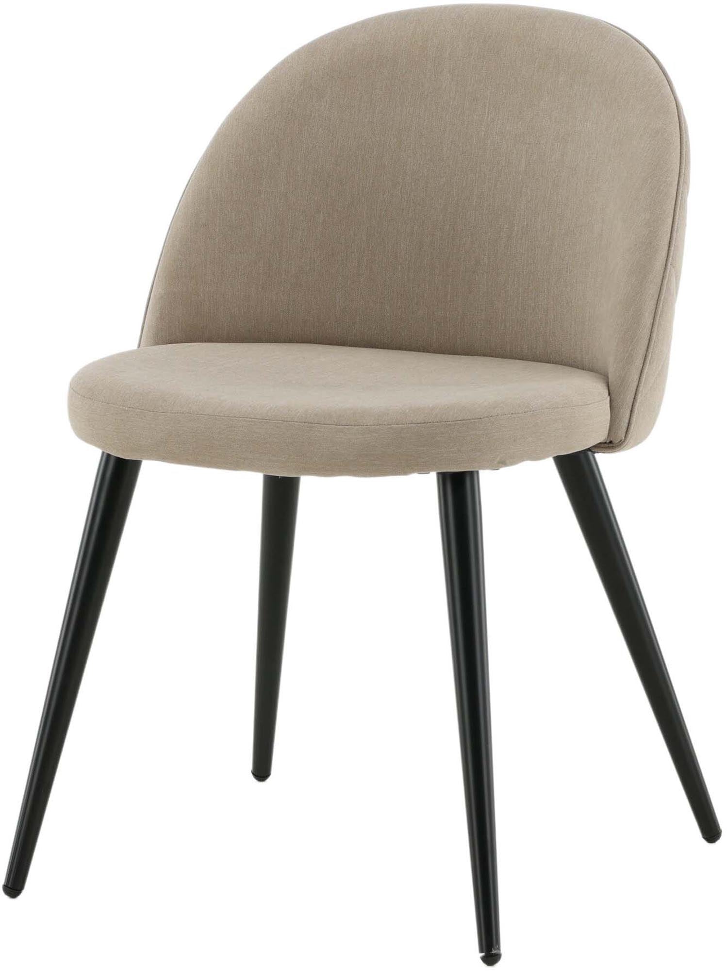 Eleganter Velvet Stitches Stuhl von Venture Home: Komfort, beiges Polyesterleinen, Ziernähte, robuste Eisenbeine, vielseitig, pflegeleicht.