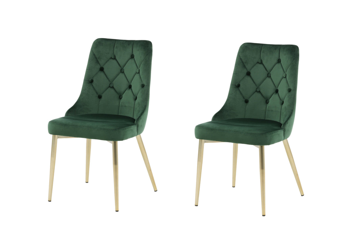 Velvet Lyx Stuhl in Grün präsentiert im Onlineshop von KAQTU Design AG. Stuhl ist von Venture Home