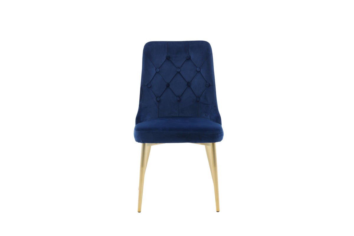Velvet Lyx Stuhl in Blau präsentiert im Onlineshop von KAQTU Design AG. Stuhl ist von Venture Home