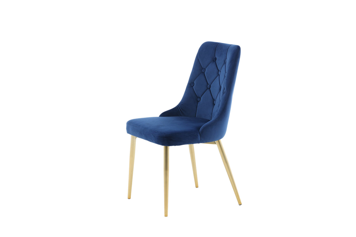 Velvet Lyx Stuhl in Blau präsentiert im Onlineshop von KAQTU Design AG. Stuhl ist von Venture Home