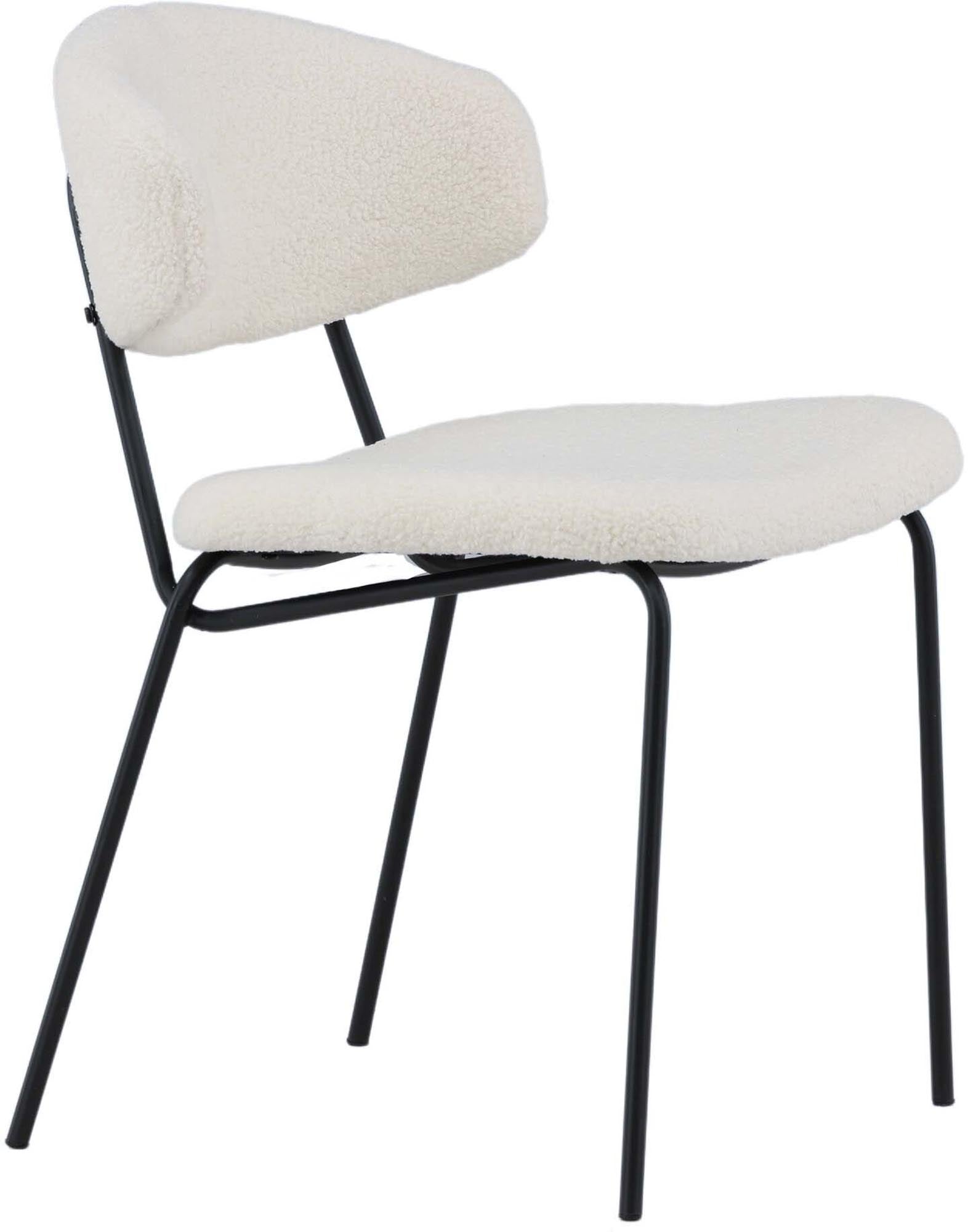 Eleganter Chico Stuhl: Hochwertiger Bouclé-Stoff, robuste Stahlkonstruktion, ideal für modernes Esszimmer. Komfort trifft auf Stil!