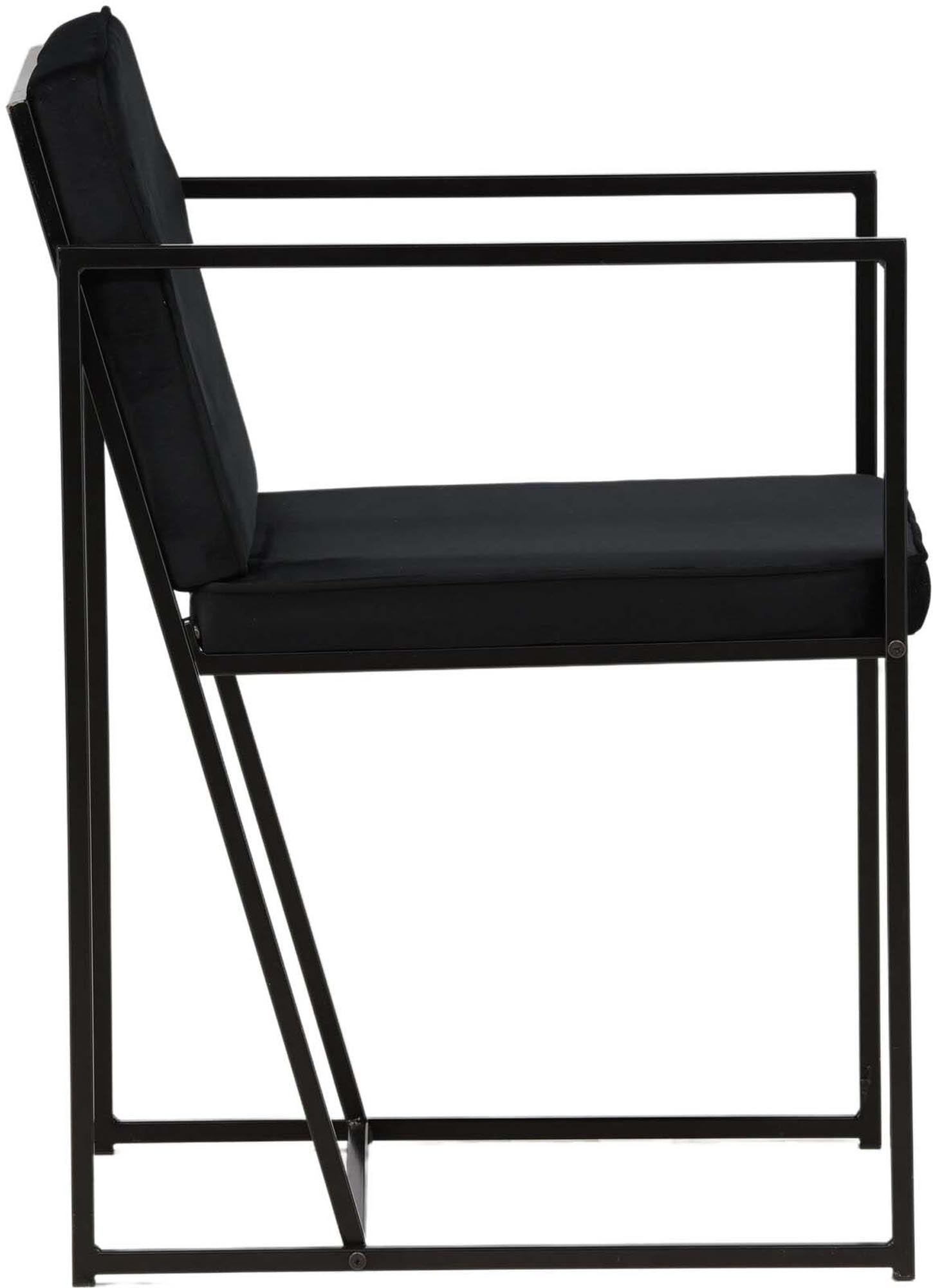 Stylischer Richmond Stuhl von Venture Home mit schwarzem Samt und stabiler Stahlstruktur. Ideal für modernes Esszimmerdesign.