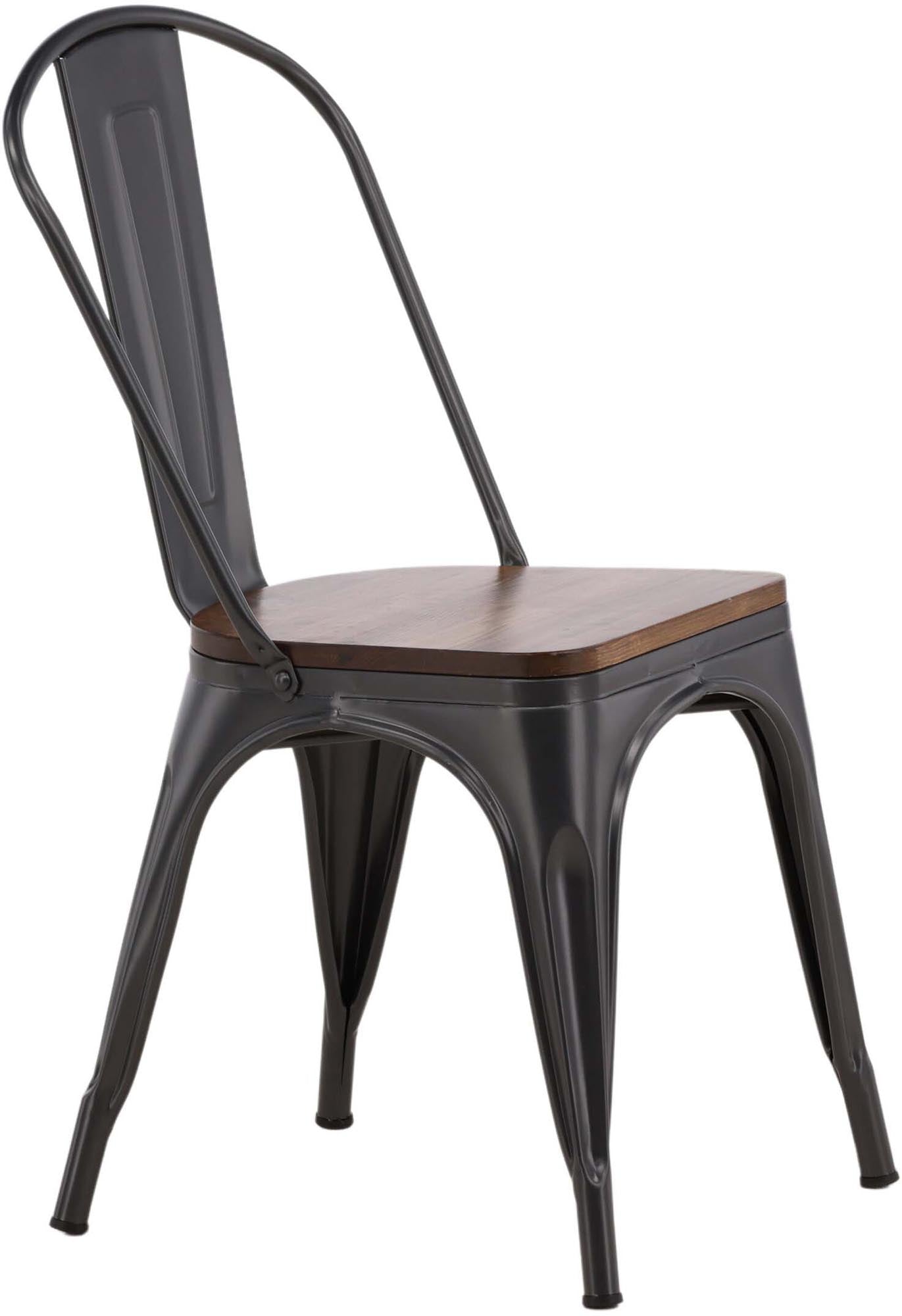 Stilvoller Tempe Stuhl von Venture Home: rustikales Design, robustes Stahlgestell und komfortable Holzsitzfläche für Ihr Esszimmer.