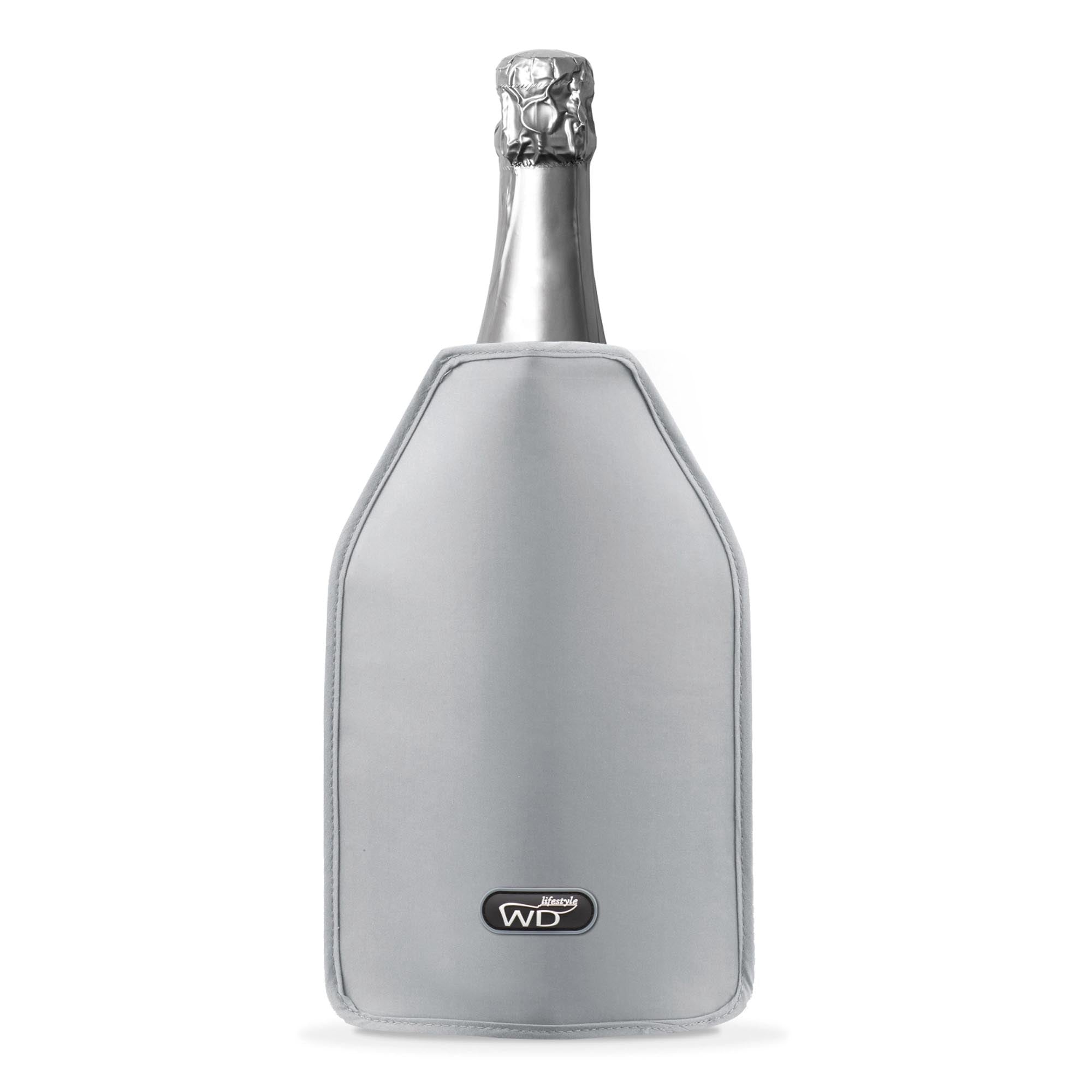 Eleganter Flaschenkühler 15,5x22,5x2 cm in Silber von Easy Life: Stilvolles Weinzubehör mit isolierenden Eigenschaften.
