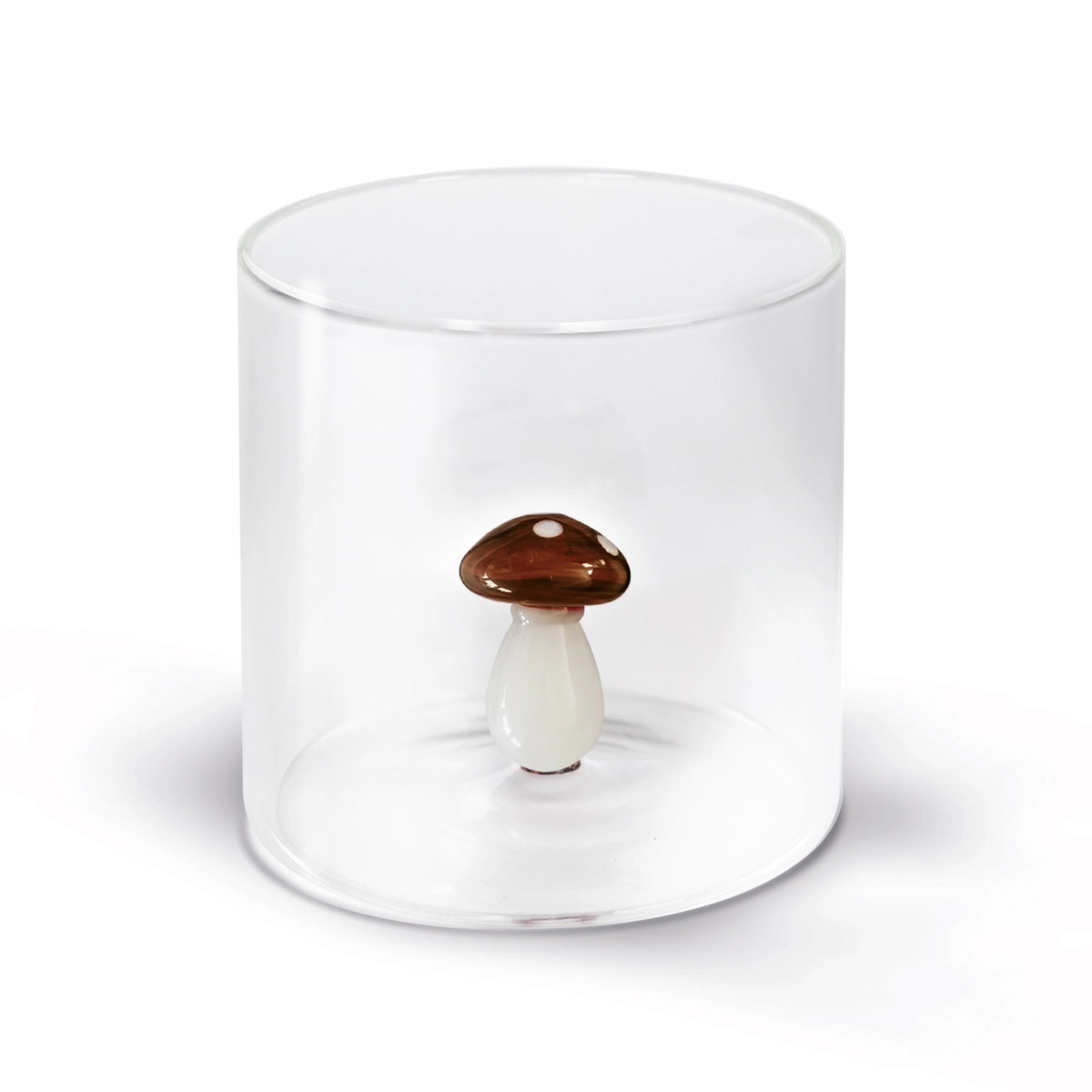 Transparentes Glas aus Borosilikat mit Pilzmotiv, rund geformt, Durchmesser 8 cm und Höhe 8 cm, von Easy Life.