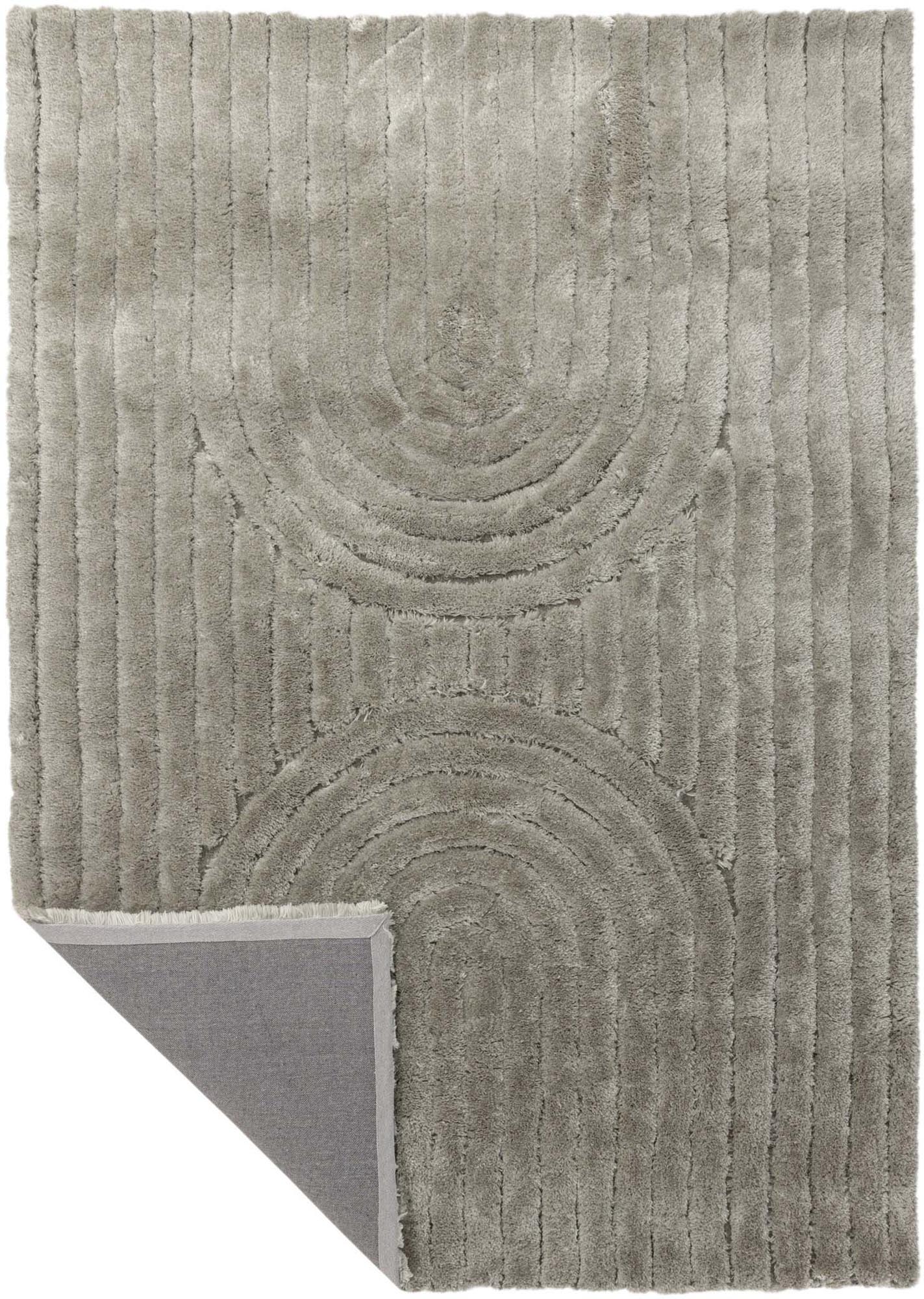 Niklas Teppich: Stilvoller Polyester-Teppich mit Rippenmuster in Greige, langlebig, pflegeleicht, ideal für jeden Wohnstil.