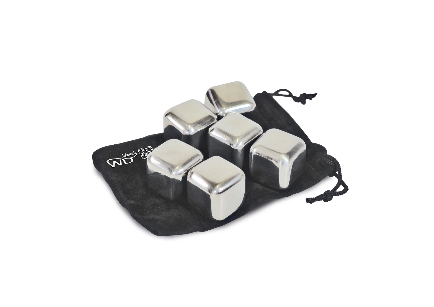 6 Cubes de glace, acier inoxydable, 2,7x2,7x2,7 cm