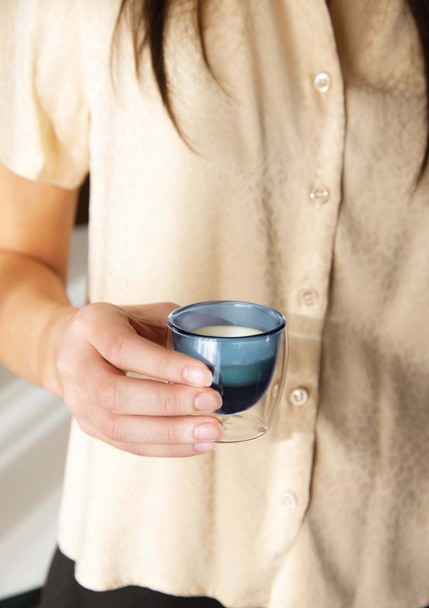 2er Set Espressogläser doppelw. blau, 80ml