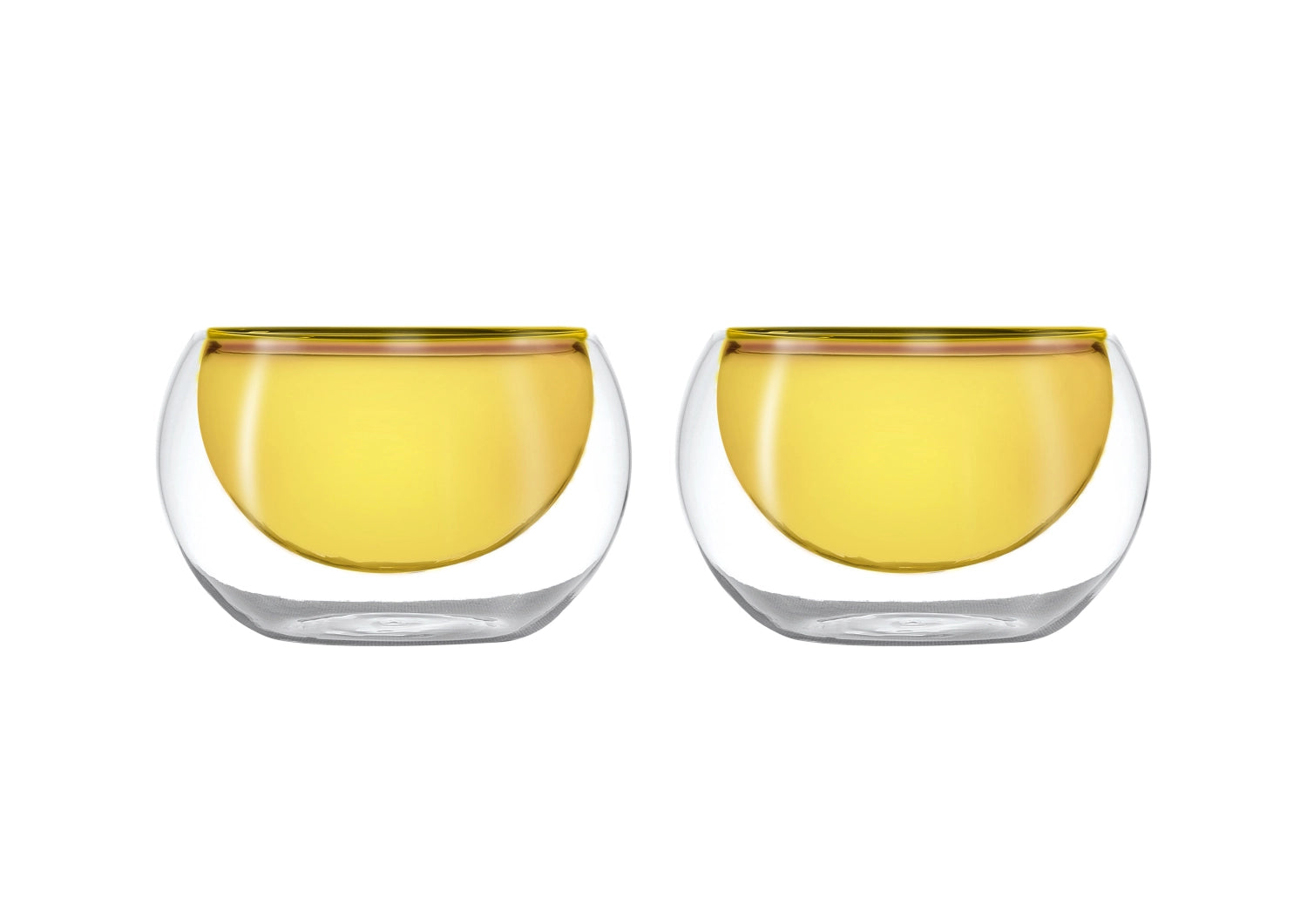 2 Set glass shells double w. yellow, 180ml