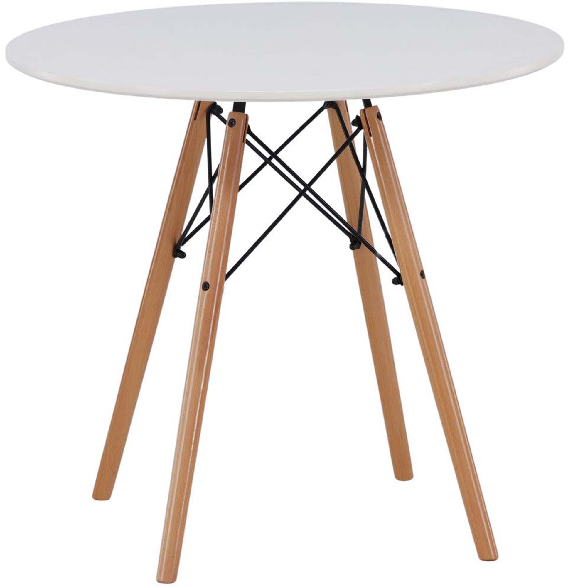 Entdecken Sie den stilvollen Danburi Esstisch von Venture Home – runder Tisch aus MDF und Buchenholz für gesellige Momente.