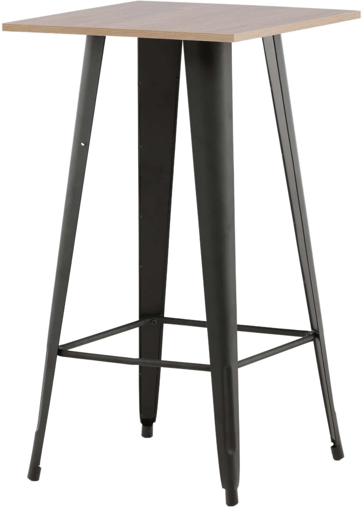 Eleganter Tempe Bartisch von Venture Home: Ideal für kleine Räume, aus hochwertigem MDF in Walnussfarbe, mit stabilen Metallbeinen.