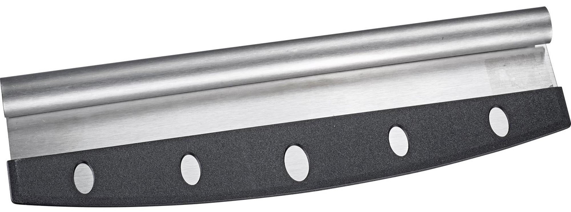 Praktisches Wiegemesser von Westmark für Pizza, mit scharfer Edelstahlklinge und ergonomischem Griff, ideal für sauberes Schneiden.