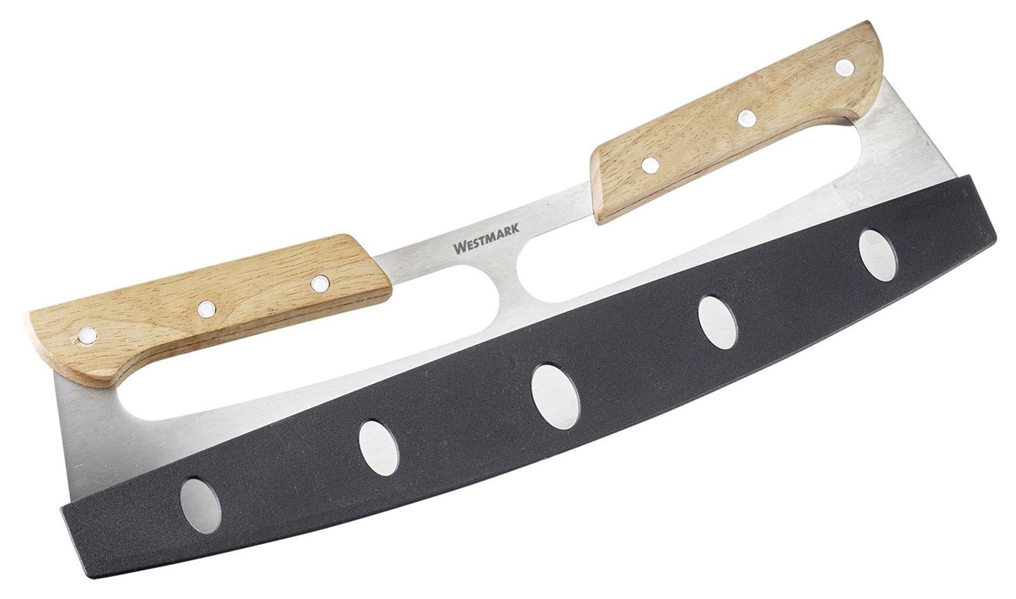 Das Westmark Pizza Wiegemesser Pro bietet präzises Schneiden mit scharfer Edelstahlklinge und ergonomischem Griff.