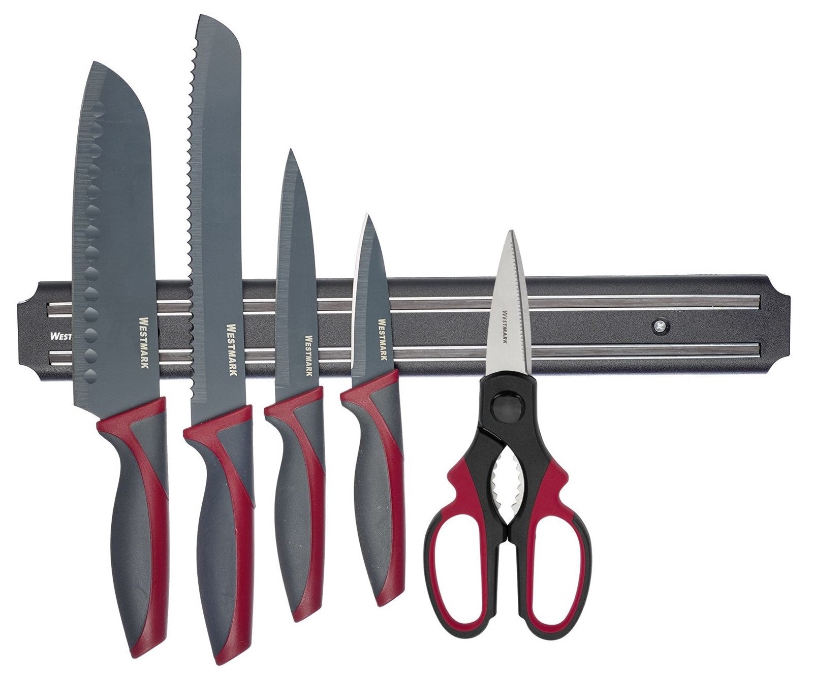 Schwarze magnetische Messerleiste von Westmark, ideal für stilvolle und sichere Messeraufbewahrung in Ihrer Küche.