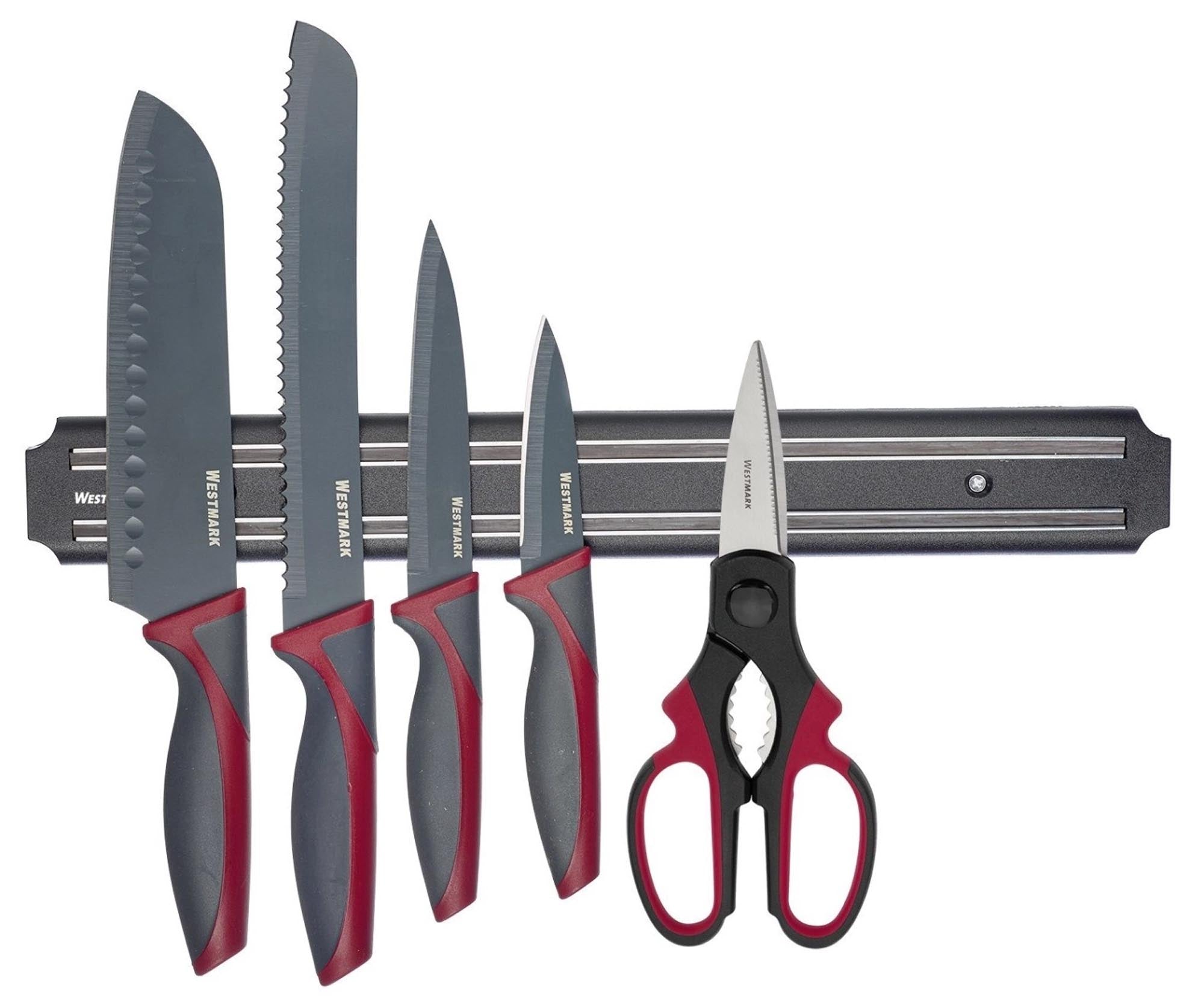 Schwarze magnetische Messerleiste von Westmark, ideal zur stilvollen und sicheren Aufbewahrung Ihrer Küchenmesser.