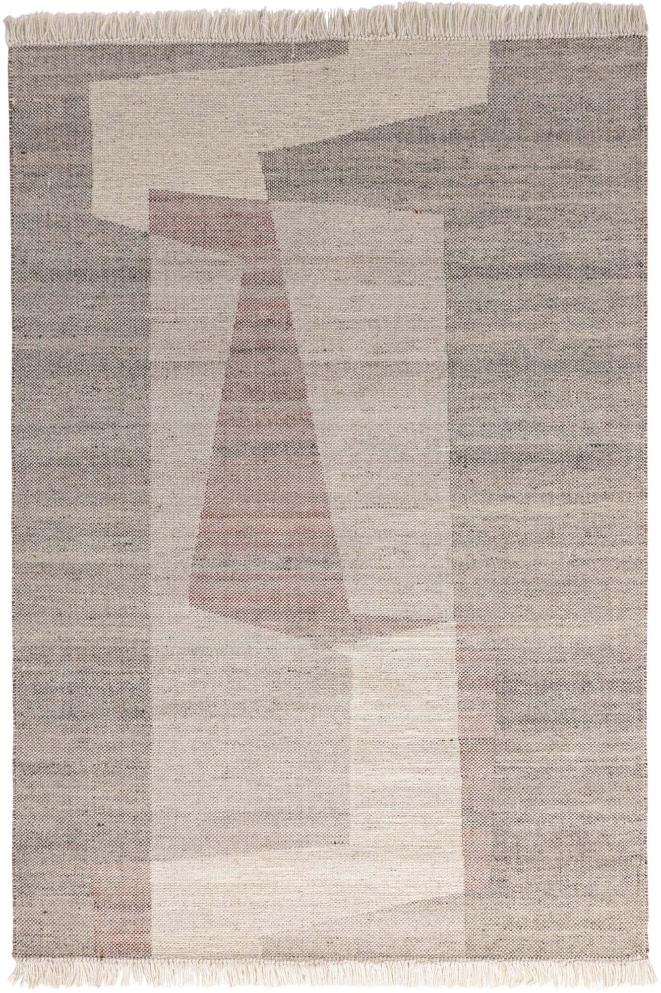 Eleganter Rio-Teppich von Venture Home: 230x160 cm, aus Wolle & Polyester, in Beige, Weiss, Grau & Rot. Ideal für Wohnzimmer.