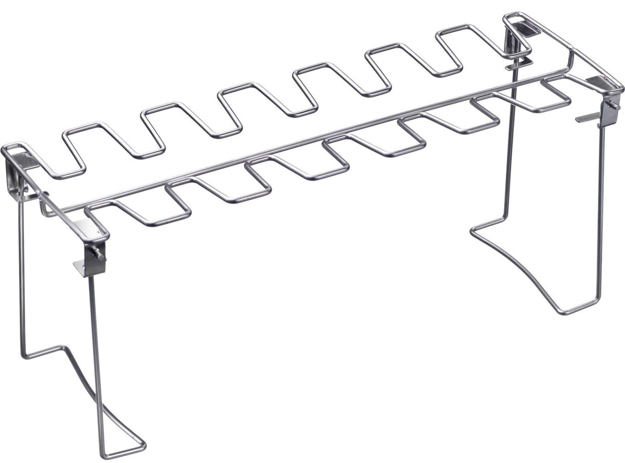 Hähnchenkeulenhalter aus Edelstahl von Westmark, ideal für gleichmässiges Garen und knusprige Ergebnisse beim Grillen.