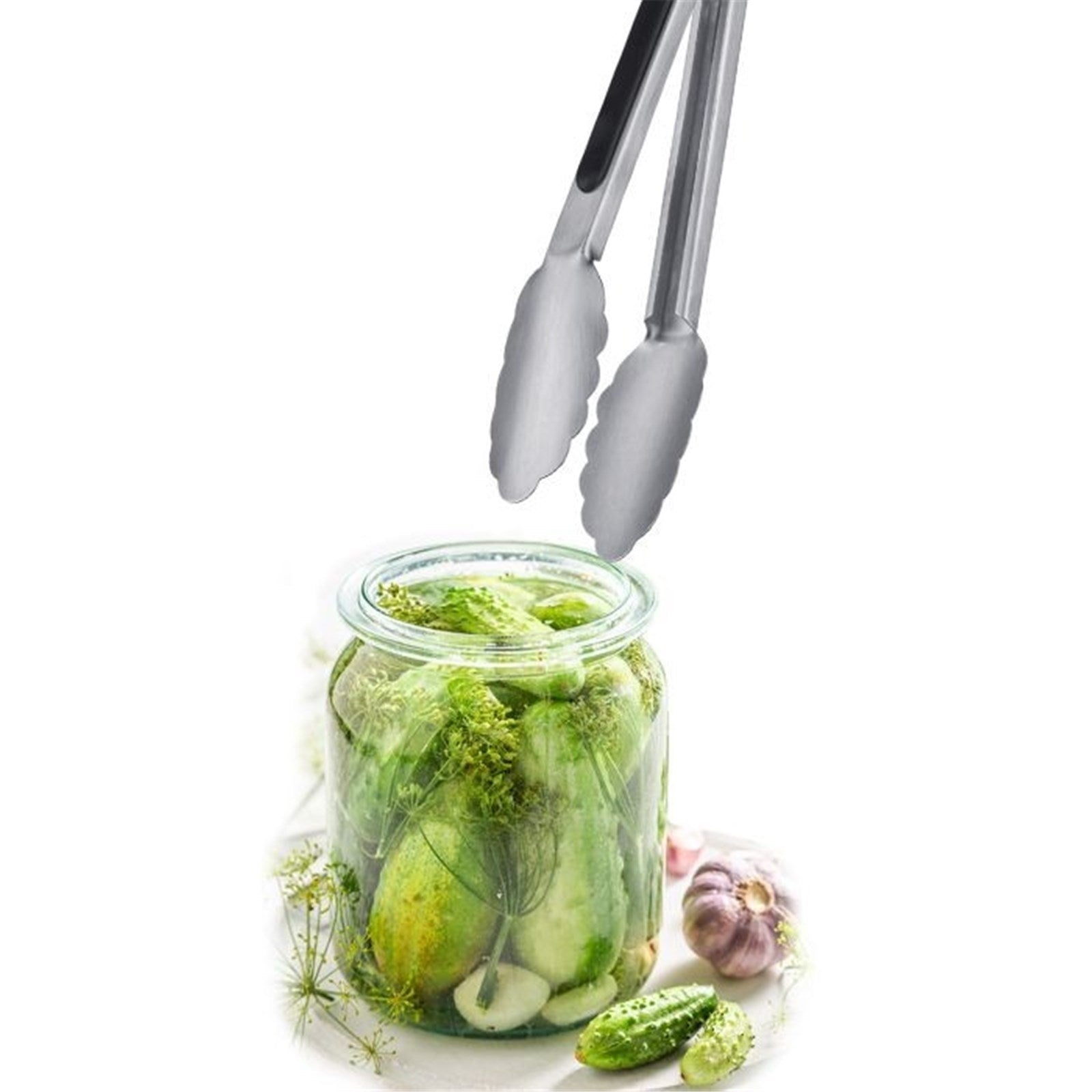 Kompakte Grillzange aus Edelstahl, 20cm, ideal für kleine Grills. Präzises Handling, robust und vielseitig einsetzbar.