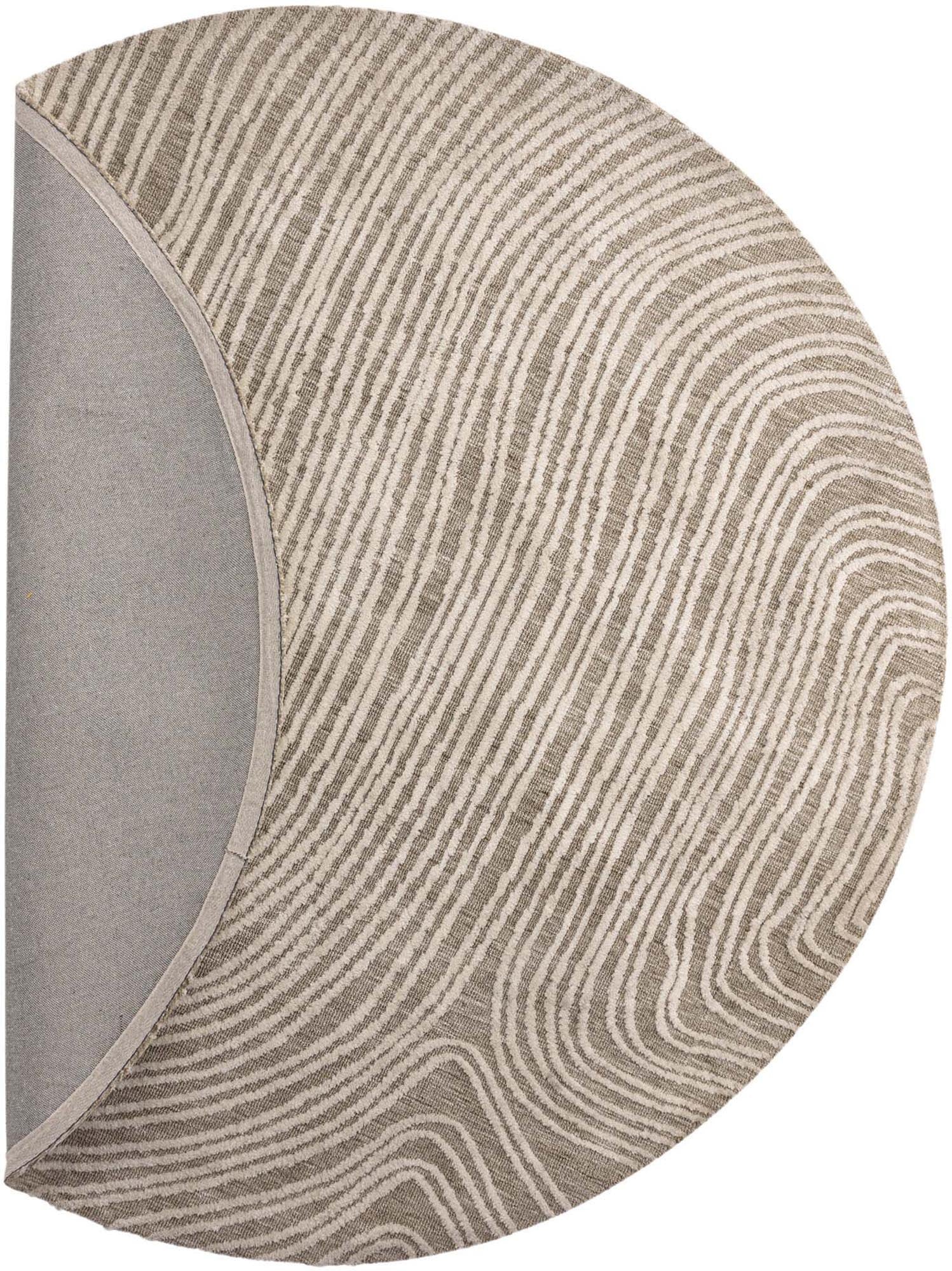 Melle Teppich von Venture Home: Eleganter, runder Teppich aus langlebigem Polyester in Beige und Weiß, ideal für jeden Raum.