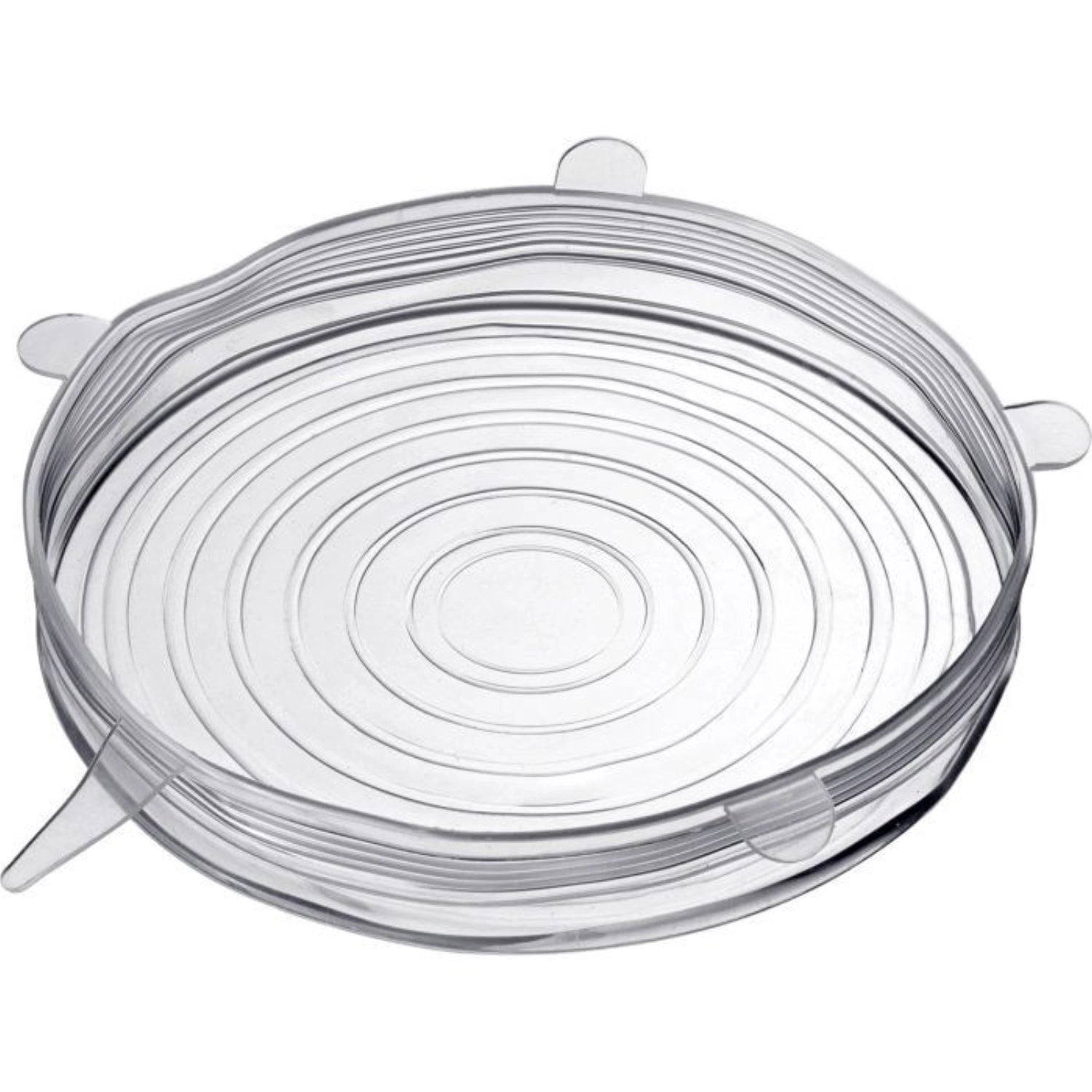 Fünf praktische Silikon-Frischhaltedeckel in verschiedenen Größen (D6,5 - 9,5 - 14,5 cm) von Westmark, ideal für die sichere Lagerung von Lebensmitteln.
