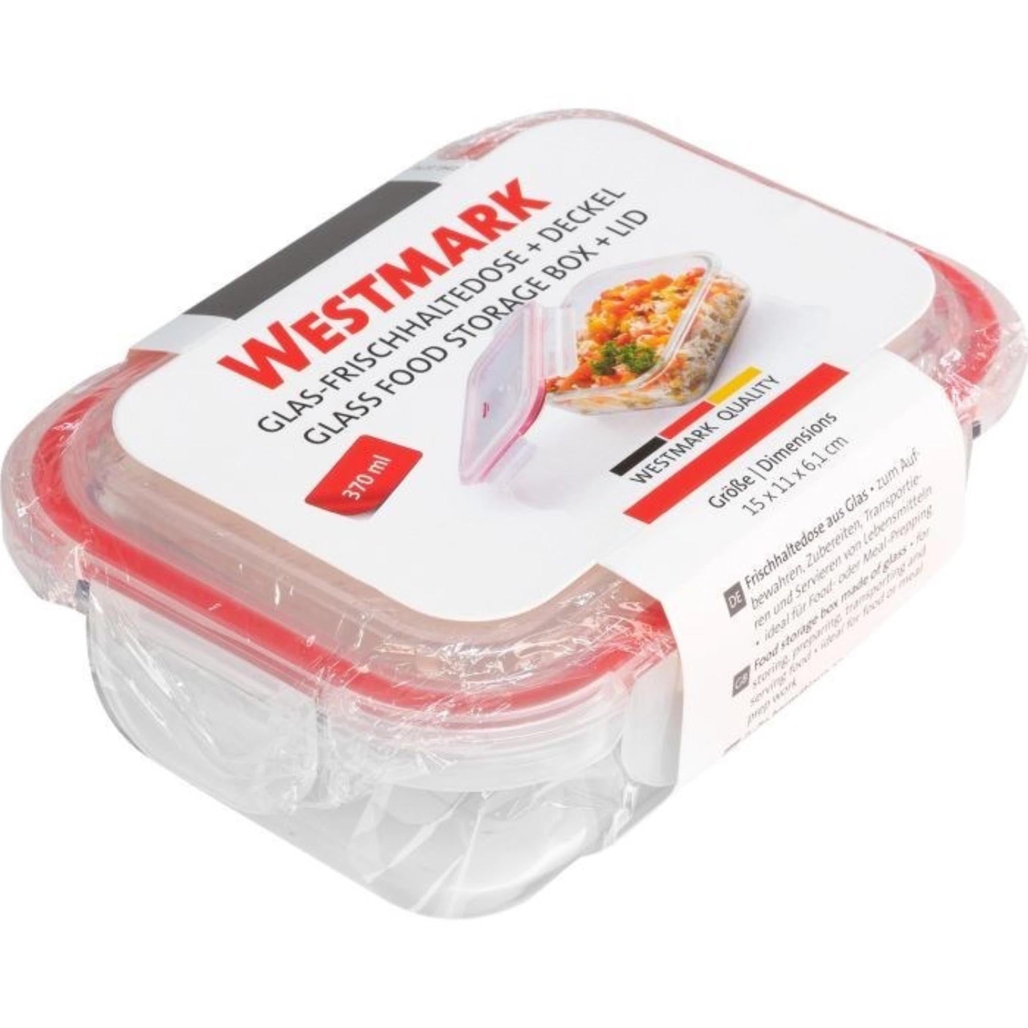 Praktische Glas-Frischhaltedose von Westmark, 370ml, ideal für die Aufbewahrung von Lebensmitteln, robust und vielseitig einsetzbar.