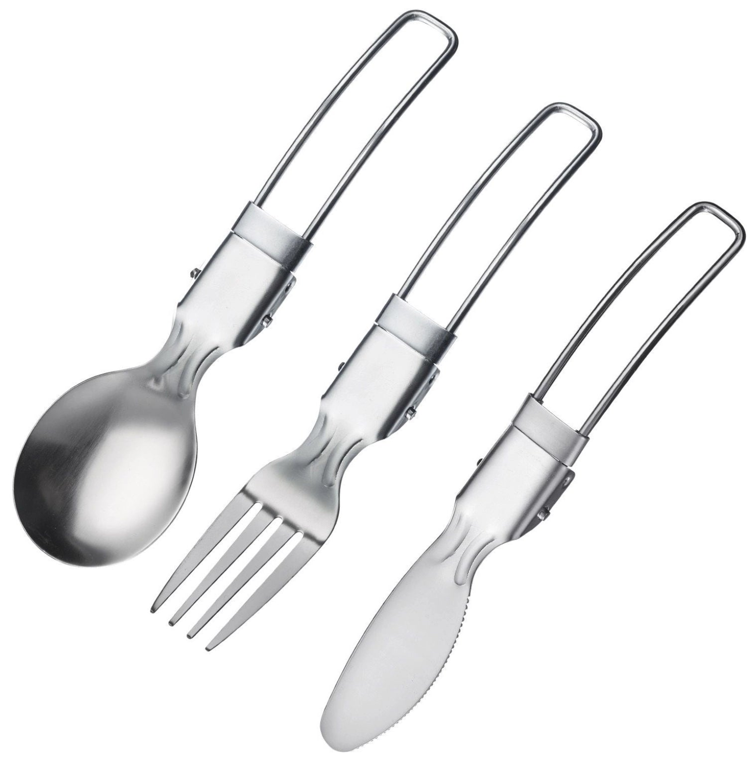 3-piece set of camping cutlery, stainless steel