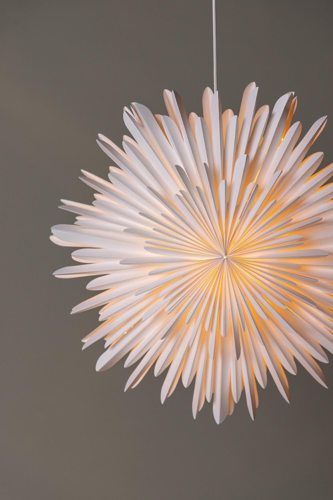 Entdecken Sie die Siegel Pendelleuchte von Venture Home – ein stilvoller Papierstern, der Ihr Zuhause mit warmem Licht und festlicher Atmosphäre verzaubert.