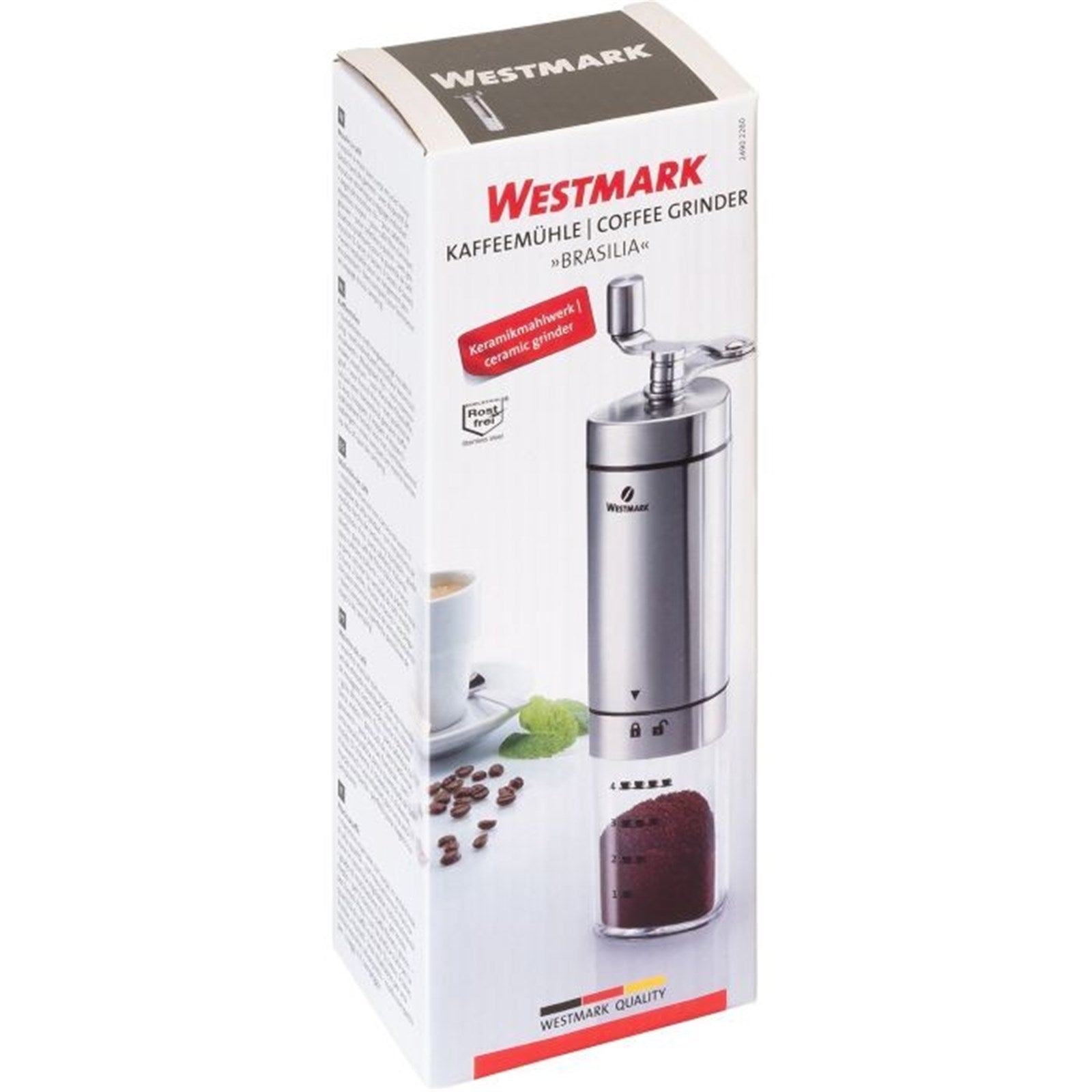 Die Westmark Kaffeemühle Brasilia mahlt Kaffeebohnen präzise und sorgt für ein intensives Aroma und frischen Kaffeegenuss.