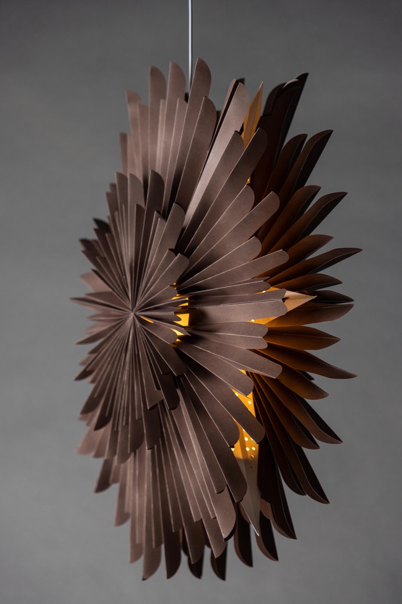 Erleben Sie die Siegel Pendelleuchte von Venture Home: Ein stilvoller Papierstern, der mit seiner warmen Lichtstreuung und zeitlosen Eleganz Ihr Zuhause das ganze Jahr über bereichert.