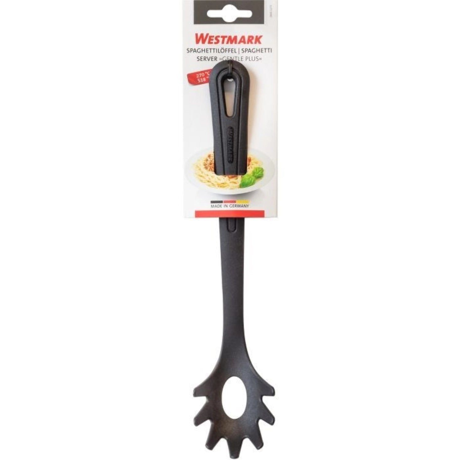 Praktischer Spaghettilöffel Gentle Plus von Westmark, ideal zum Portionieren von Spaghetti, mit ergonomischem Design und ansprechender Optik.